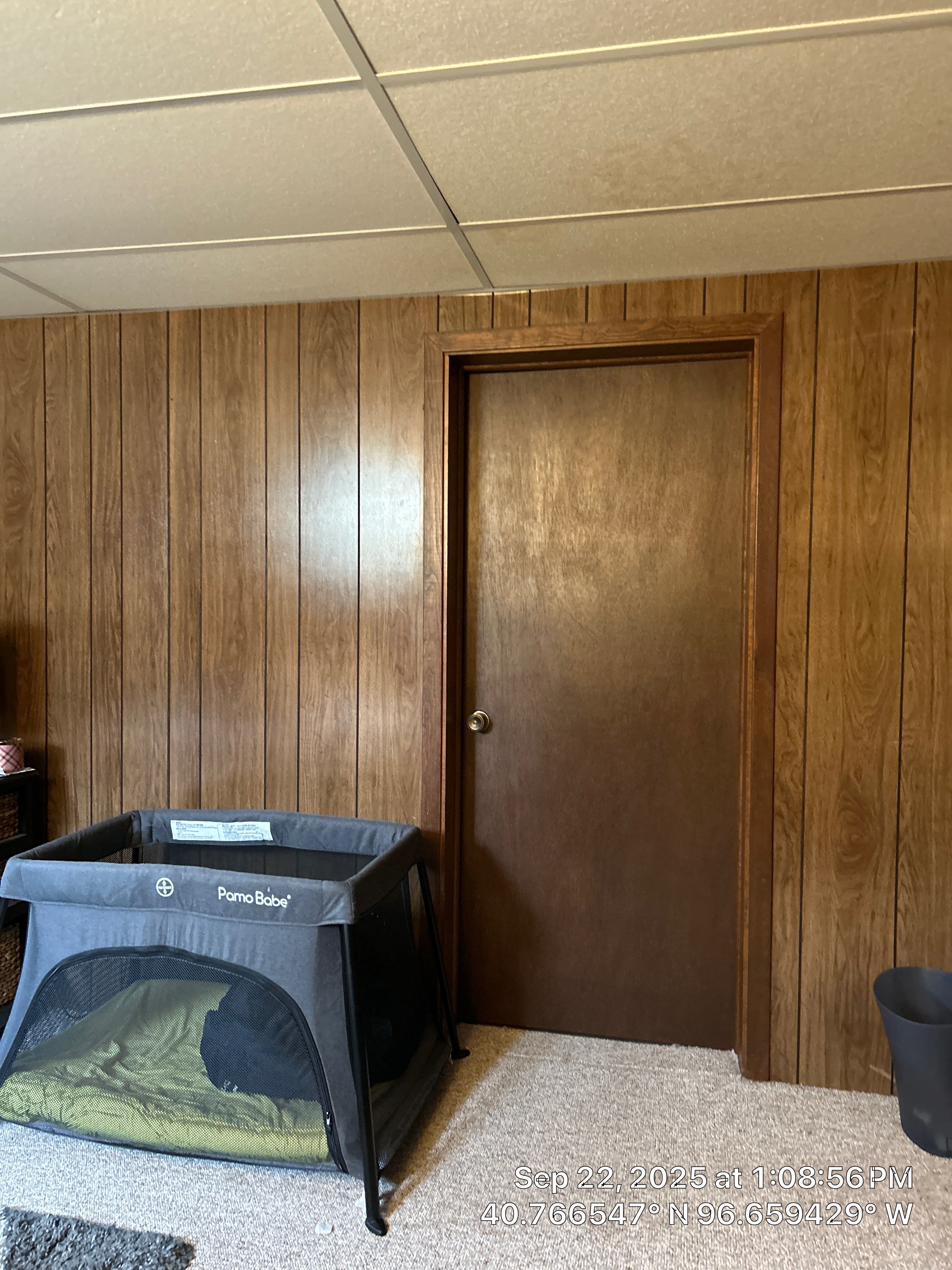 Basement Bedroom Interior Assessment and Ceiling Repair in Lincoln by CompanyCam Sales Demo