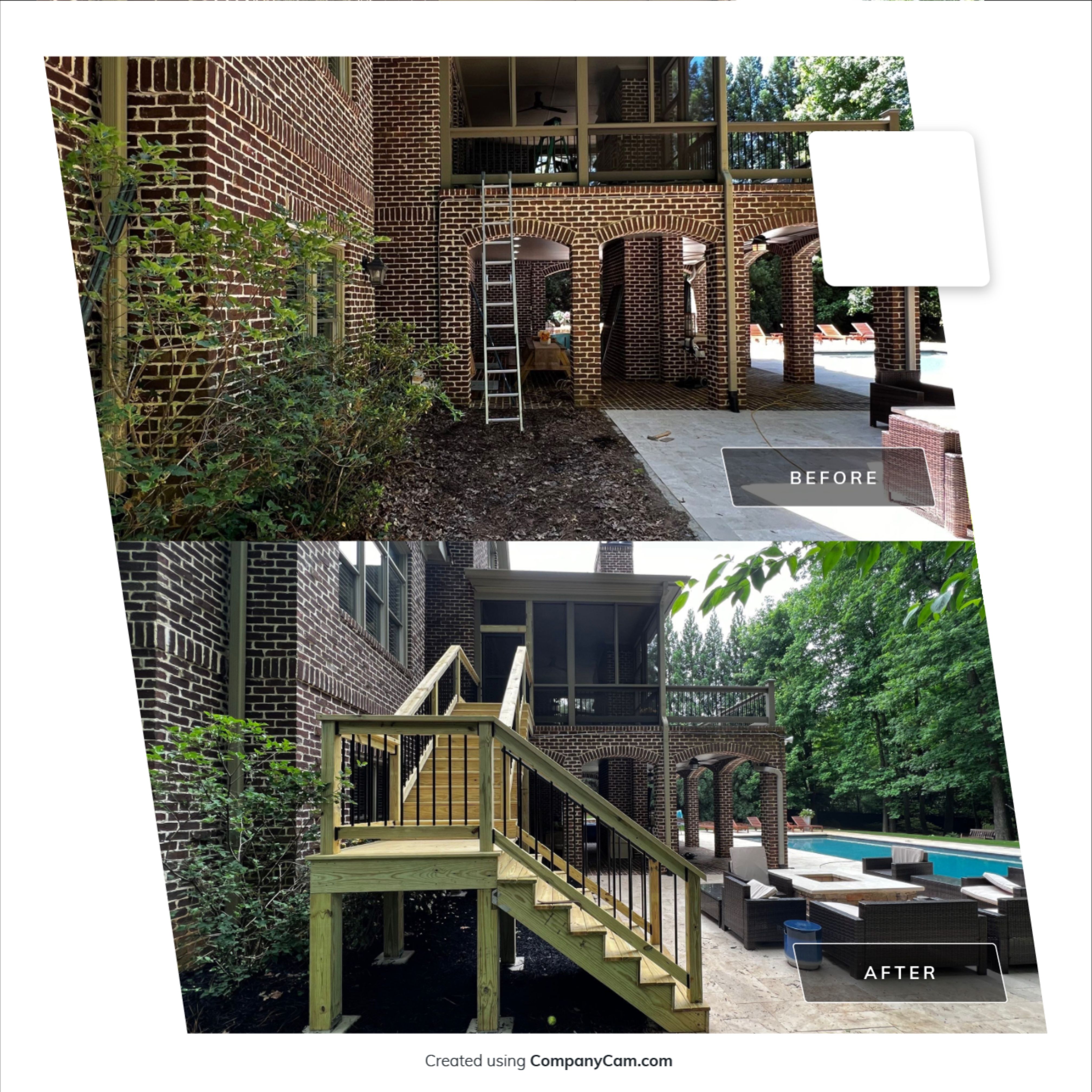 Custom Deck Stairway Addition with Metal Balusters in Atlanta by Swift Home Renovations 