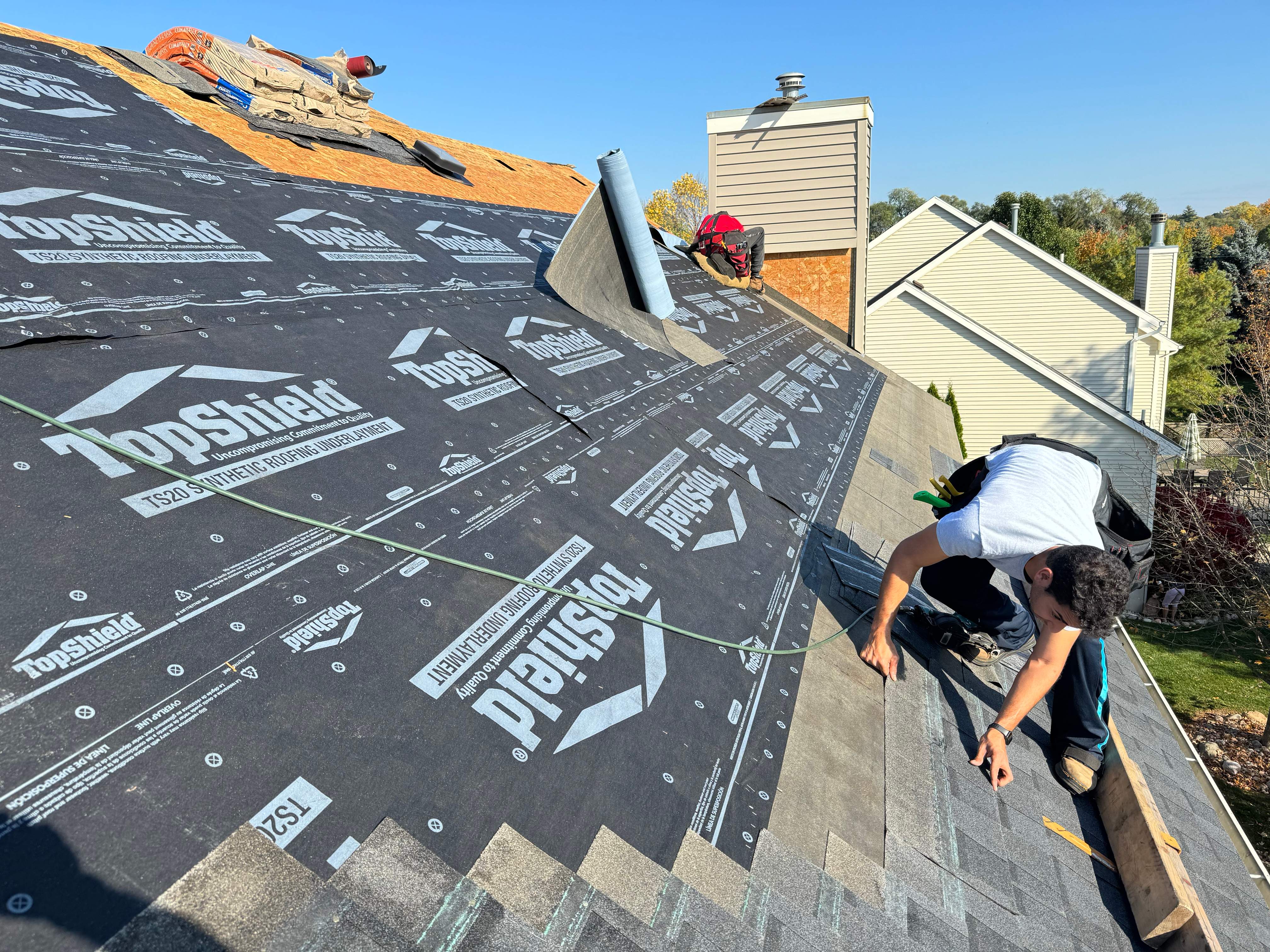 Residential Roofing Installation using Certainteed Landmark ClimateFlex by GRACCO
