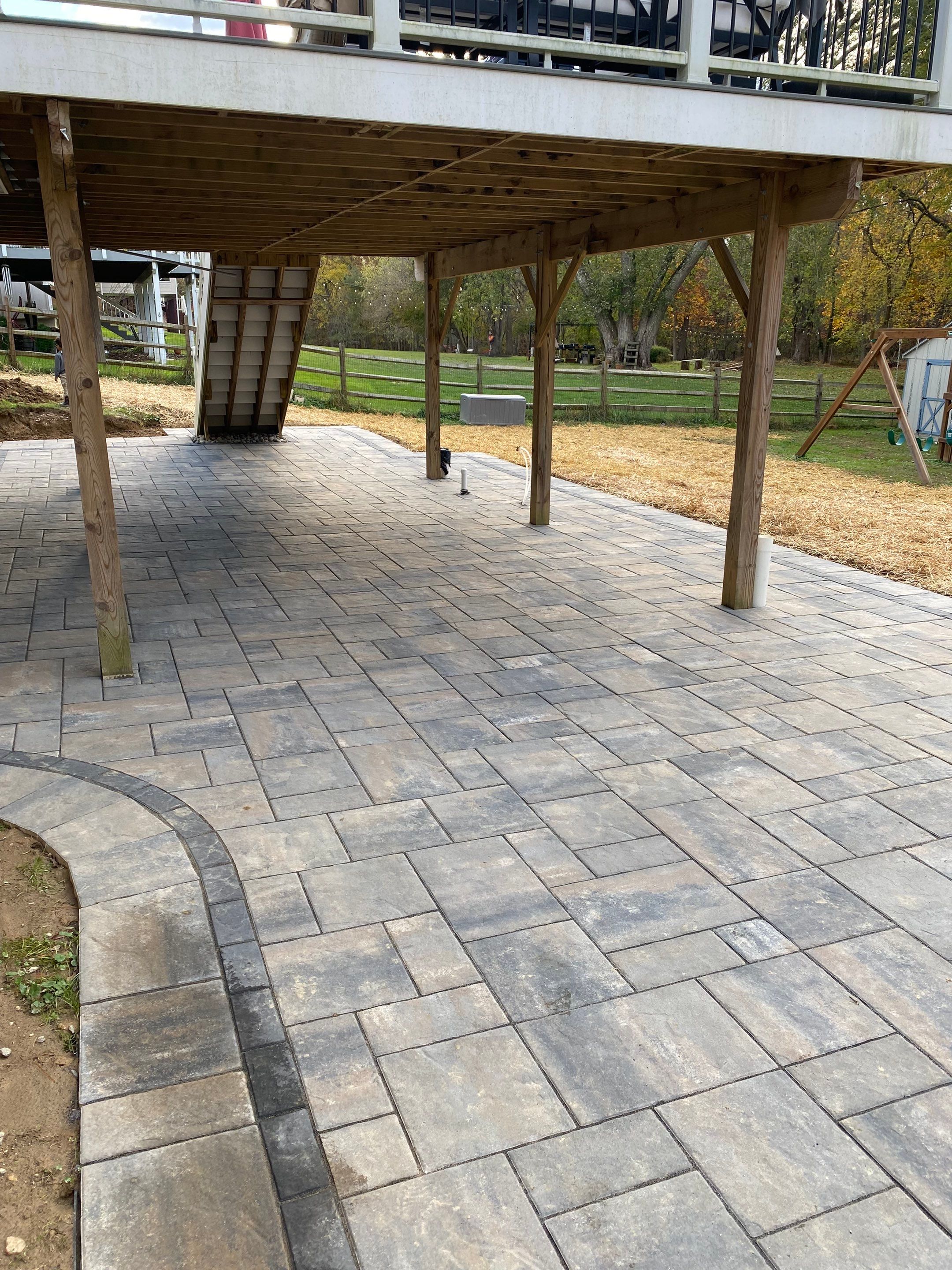 Backyard Transformation using Techo-Bloc Pavers by The Smet Companies, LLC