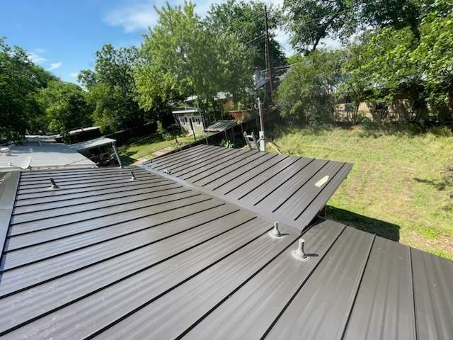 Dark Bronze - L&A Standing Seam with Striations by RoofsOnly.com