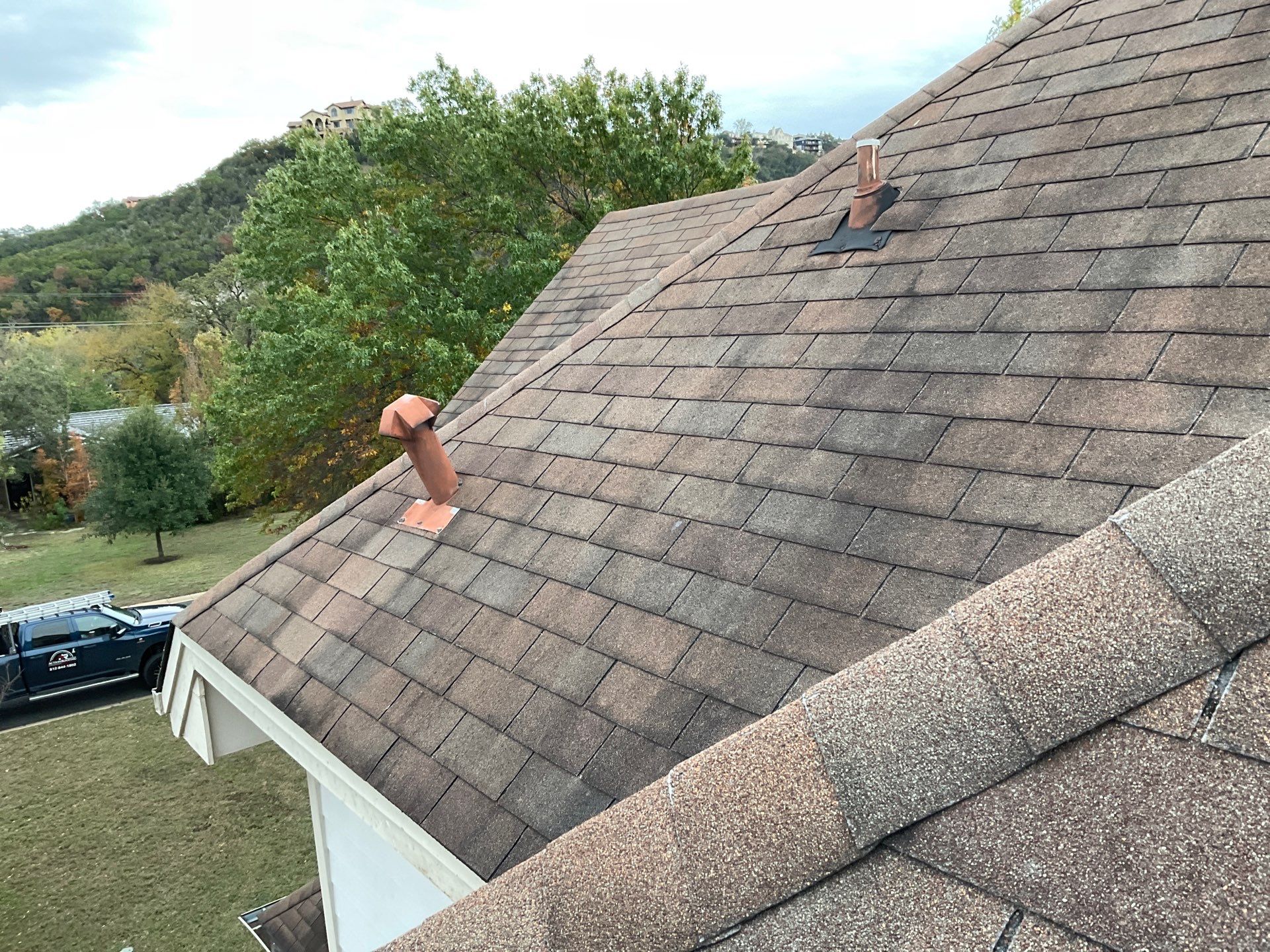 Residential Roof Replacement using 24 GA Double-Lock - Matte Black by Action Exteriors Austin