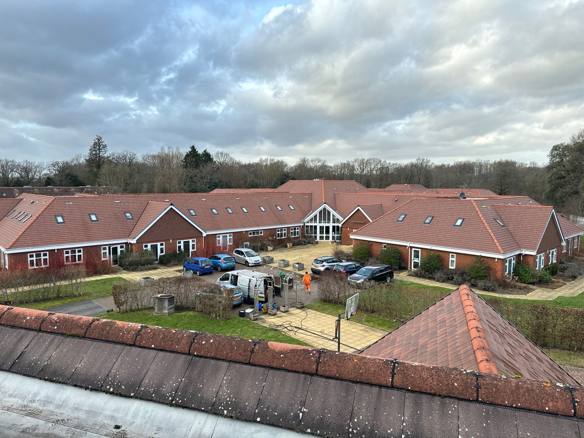 Large Care Home Roof Clean using Mosmatic FSC and Biocide by Ges Exterior Cleaning ltd