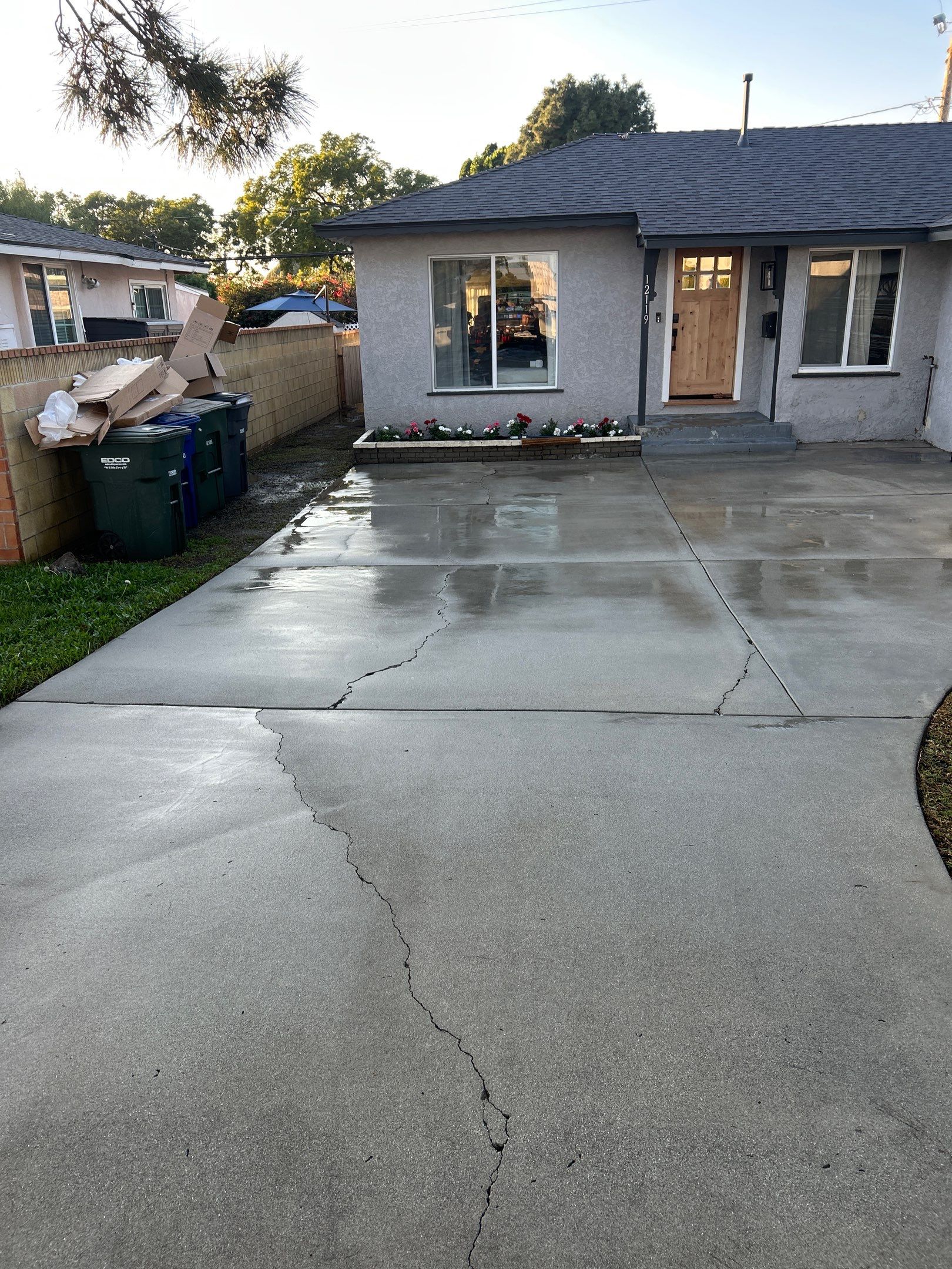 Hot Water Concrete Cleaning Driveway & Patio In La Mirada, CA by La Power Washing Inc
