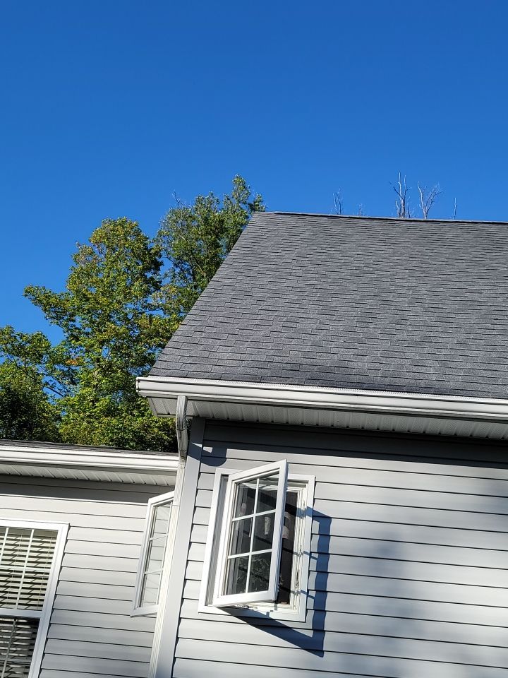 Brand: Atlas Pinnacle Color: Pristine Scotchgarde Black Drip: White by Eagle Eye Roofing