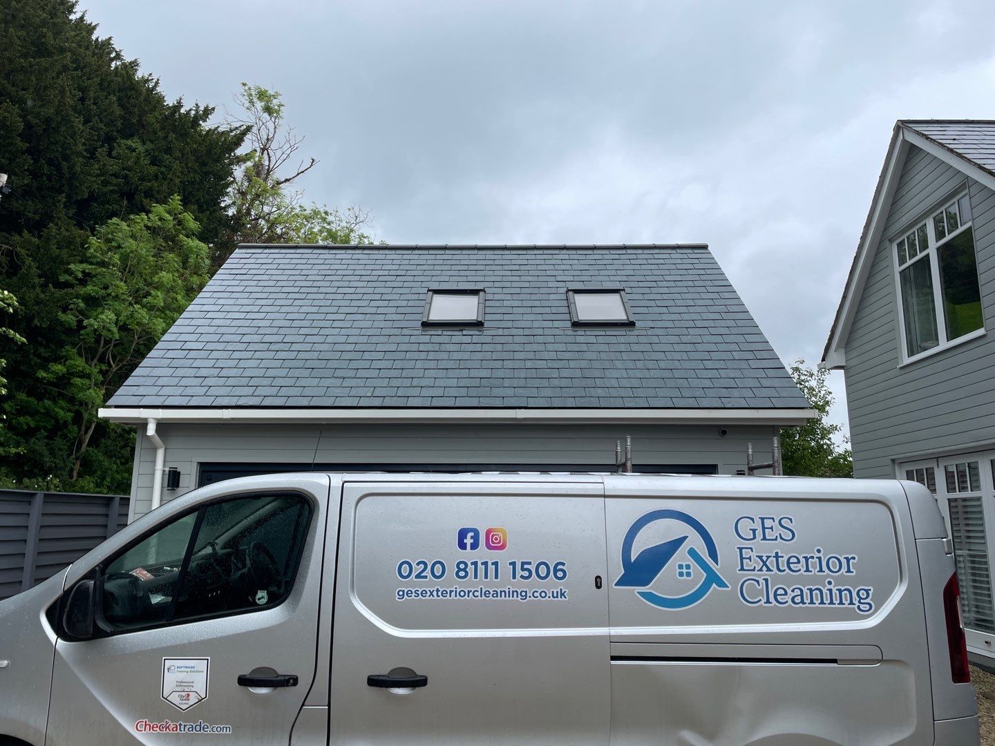 Garages Roof Cleaning using Honda 15lpm Low Pressure Washing Machine by Ges Exterior Cleaning ltd