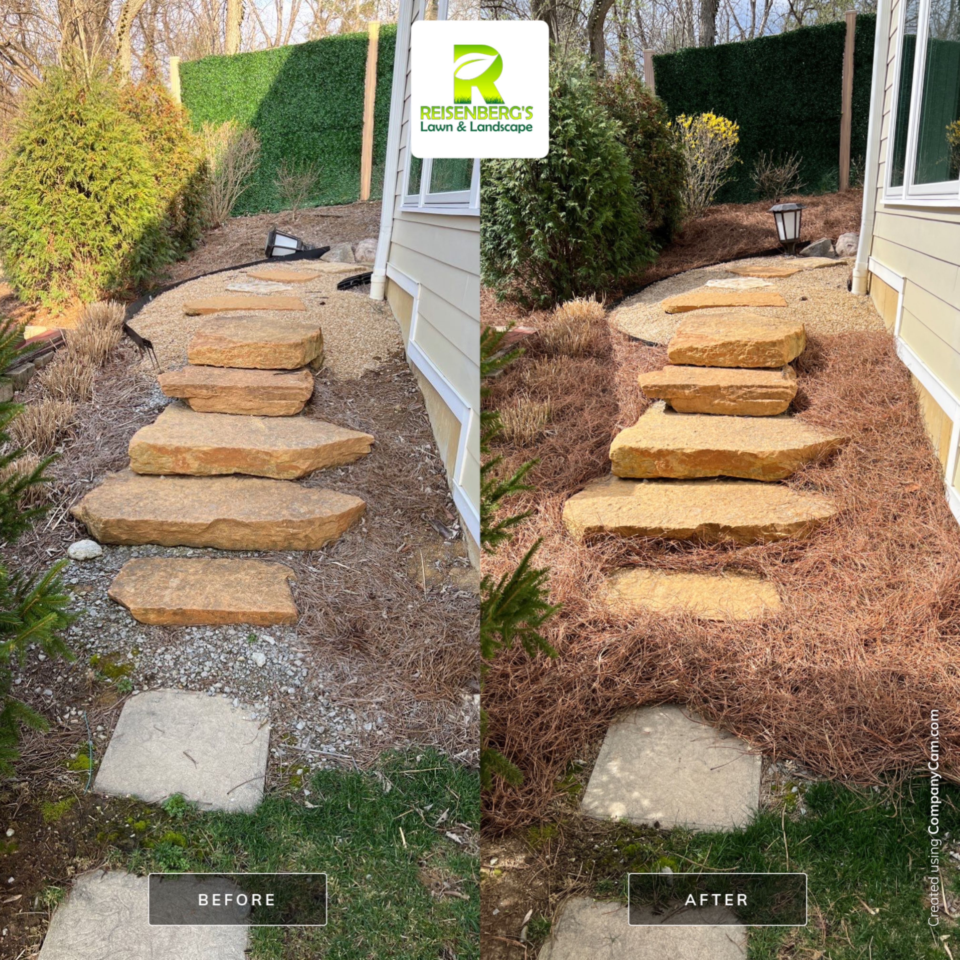 Spring Clean Up & Pine Straw Application by Reisenberg’s Lawn & Landscape, LLC