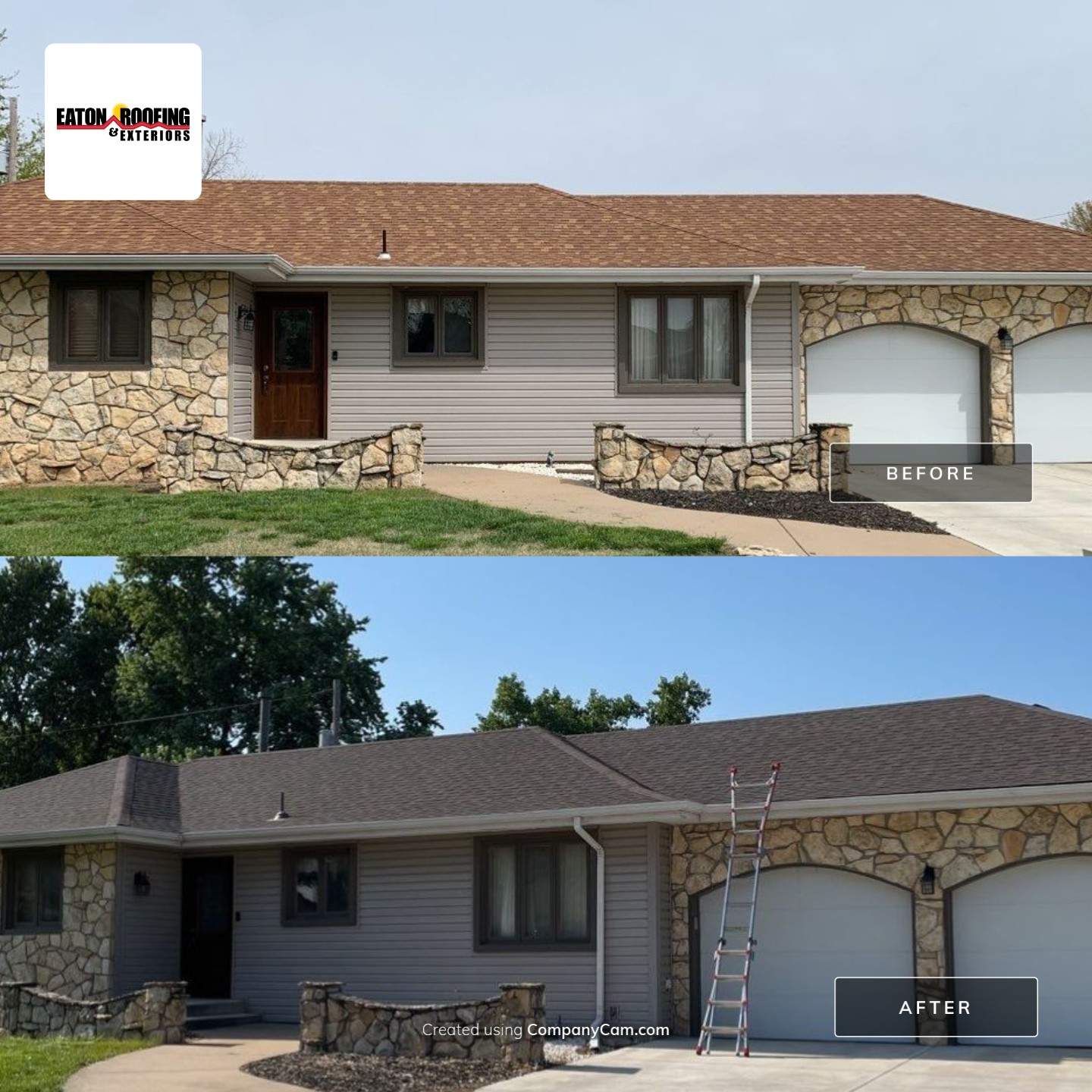 Storm Damage Roof Replacement - Before & After by Eaton Roofing
