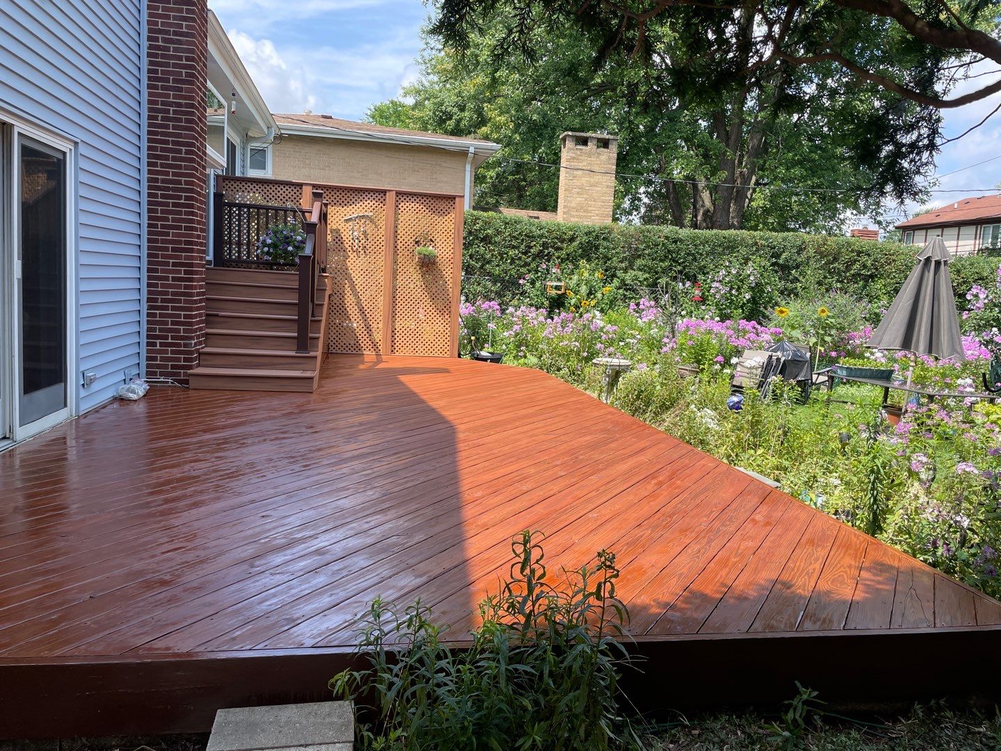 wood deck cleaning, and staining by Northern Power Washing LLC.