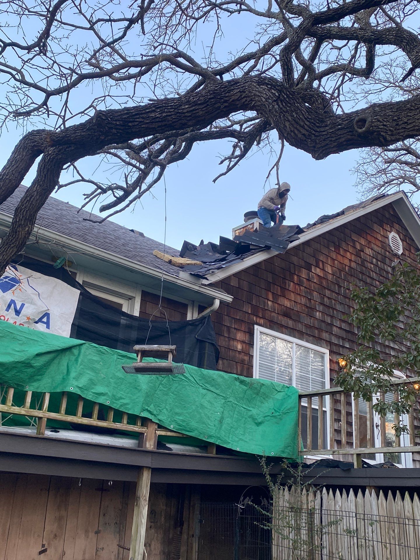 Roof Replacement on a private lake near Ardmore by BANA Roofing and Solar Supply