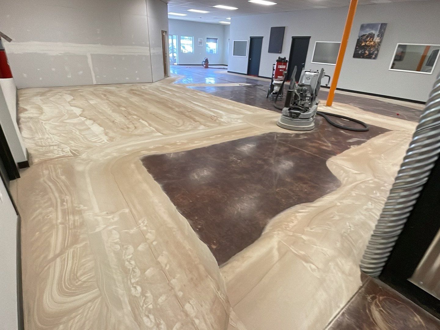 Equipment Share Commercial Floor Transformation using Smoke w/ 5% Orange by Croc Coatings, LLC