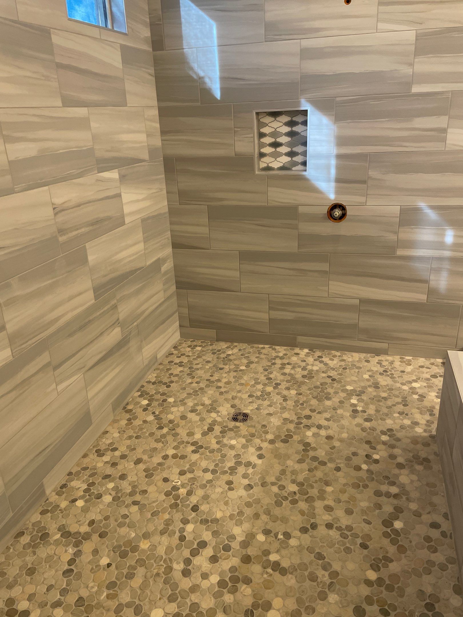 Wood Look Tile Floors and an Extra Large Shower  by Footprints Floors of Chandler 