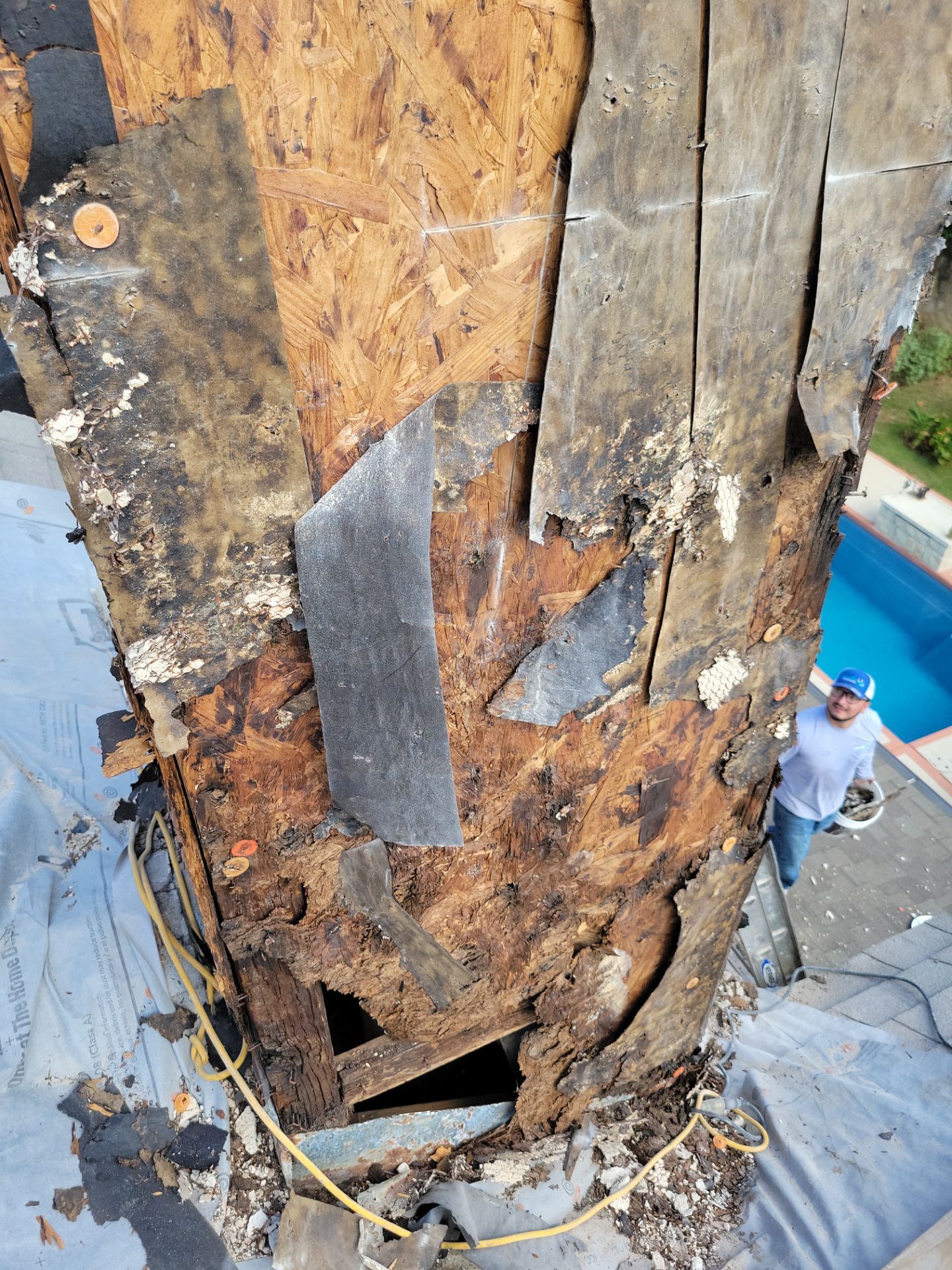 Chimney Restoration and Structural Sheathing Replacement in San Antonio by Heaven Sent Roofing, LLC 