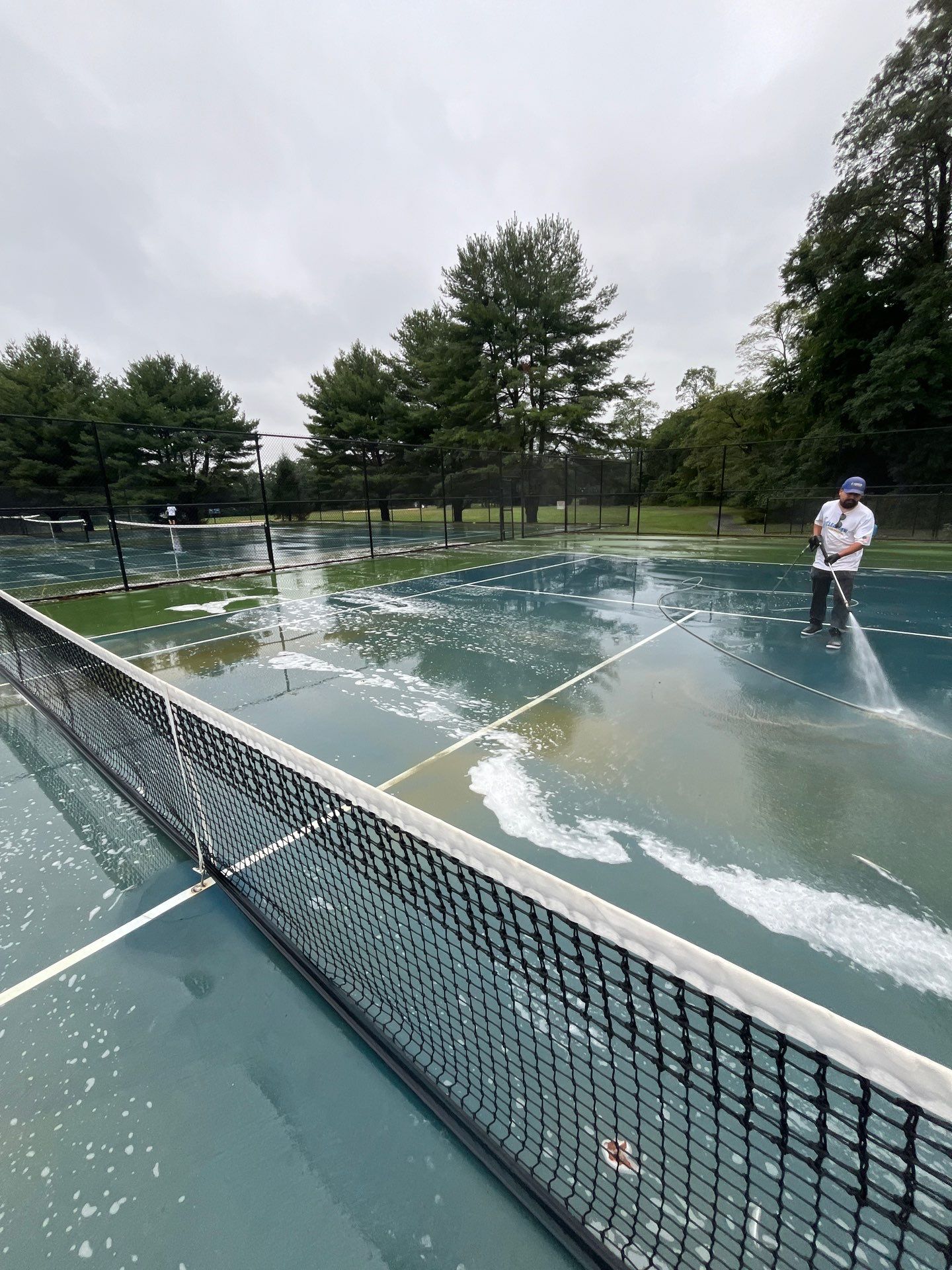 Soft Wash Tennis Court Cleaning by Clearview Washing