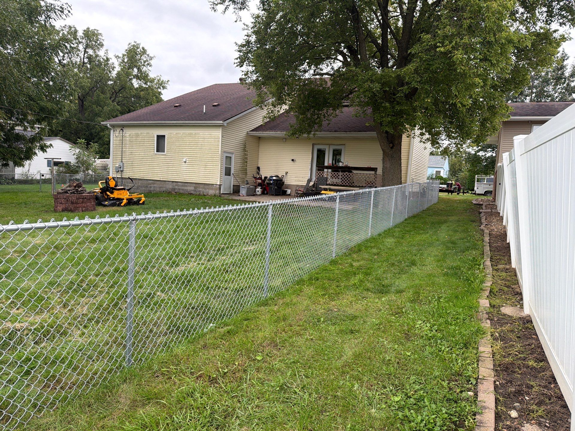 Tripoli Residential Galvanized Chain Link Fence with Double Gates by Perfect Picket Fence and Stain
