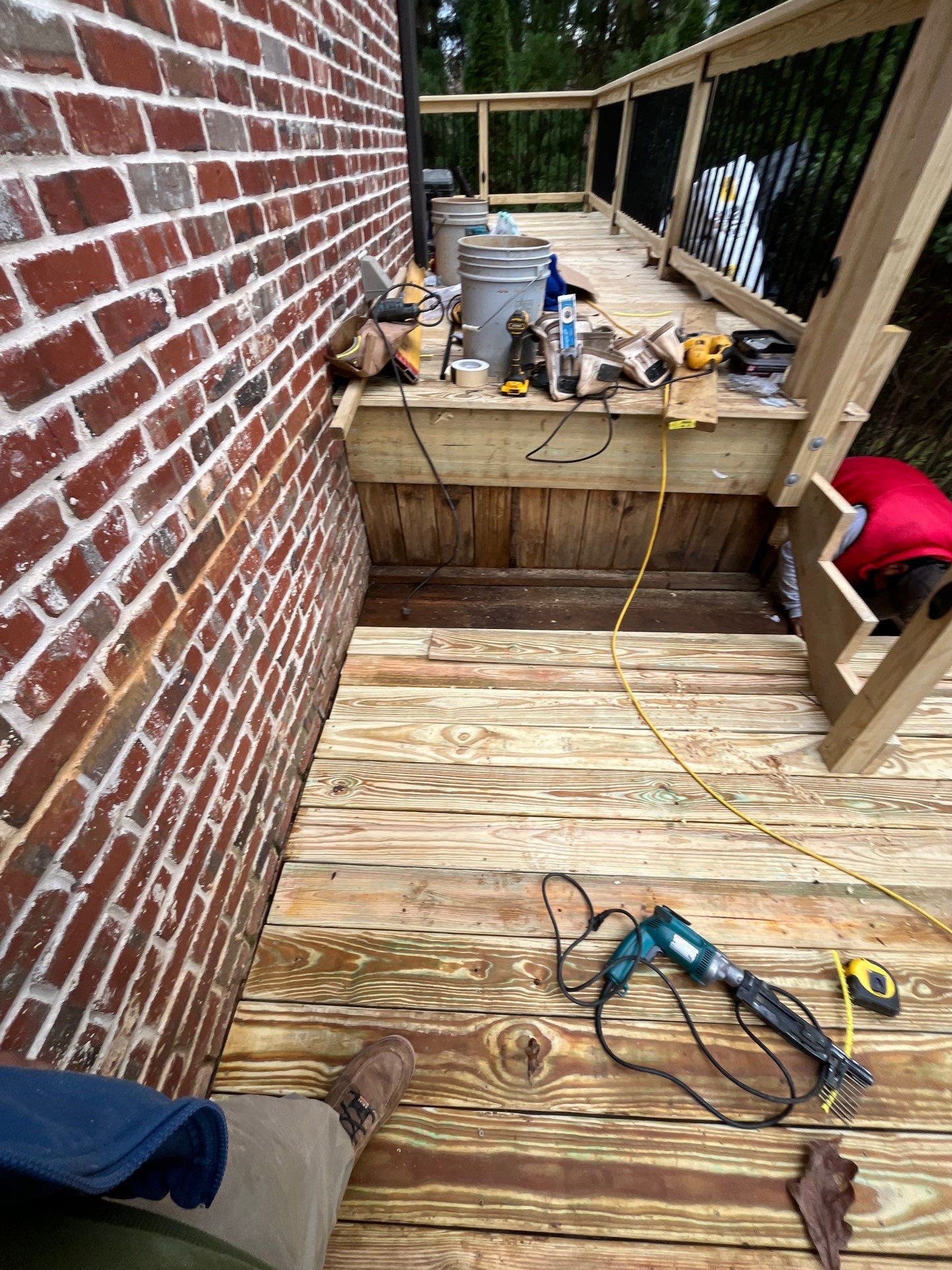 Deck Build using Pressure Treated Pine with Timbertech Deck Lighting by Nelson Exteriors 