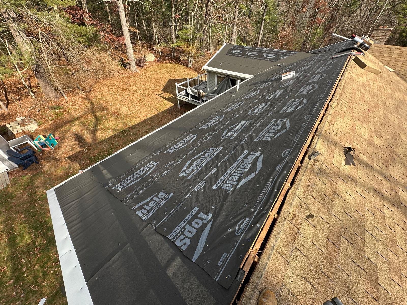 GAF Charcoal Roof Replacement with Vent Leak Repairs, PVC Fascia & Leaf Guard Gutters by Sensible Home Solutions