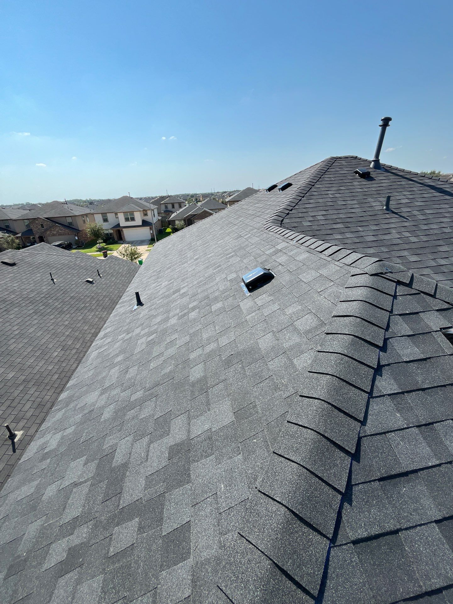 Reroof after Hurricane Beryl by Berry Good Roofing 