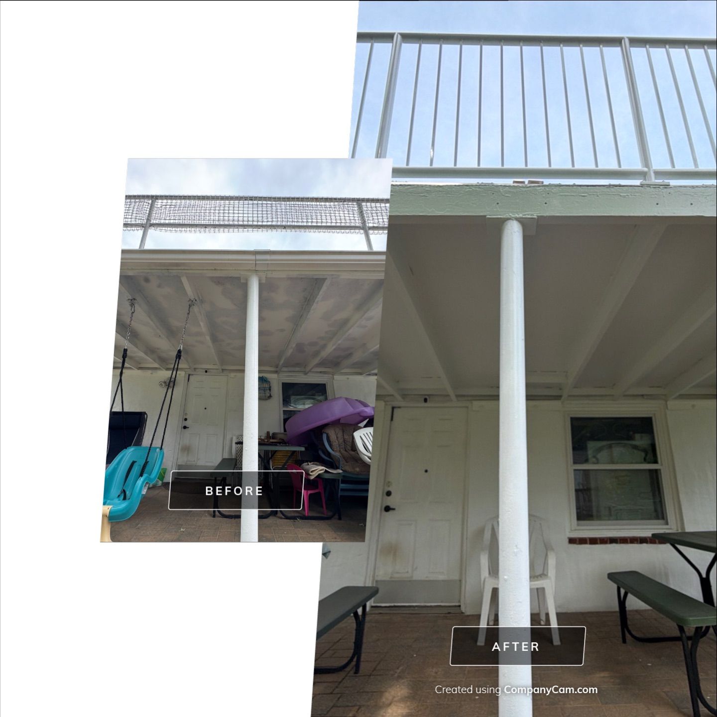 White Powder-Coated Outdoor Railings in Rockville & Staircase and Deck Refurbishment  by Capitol Iron Works