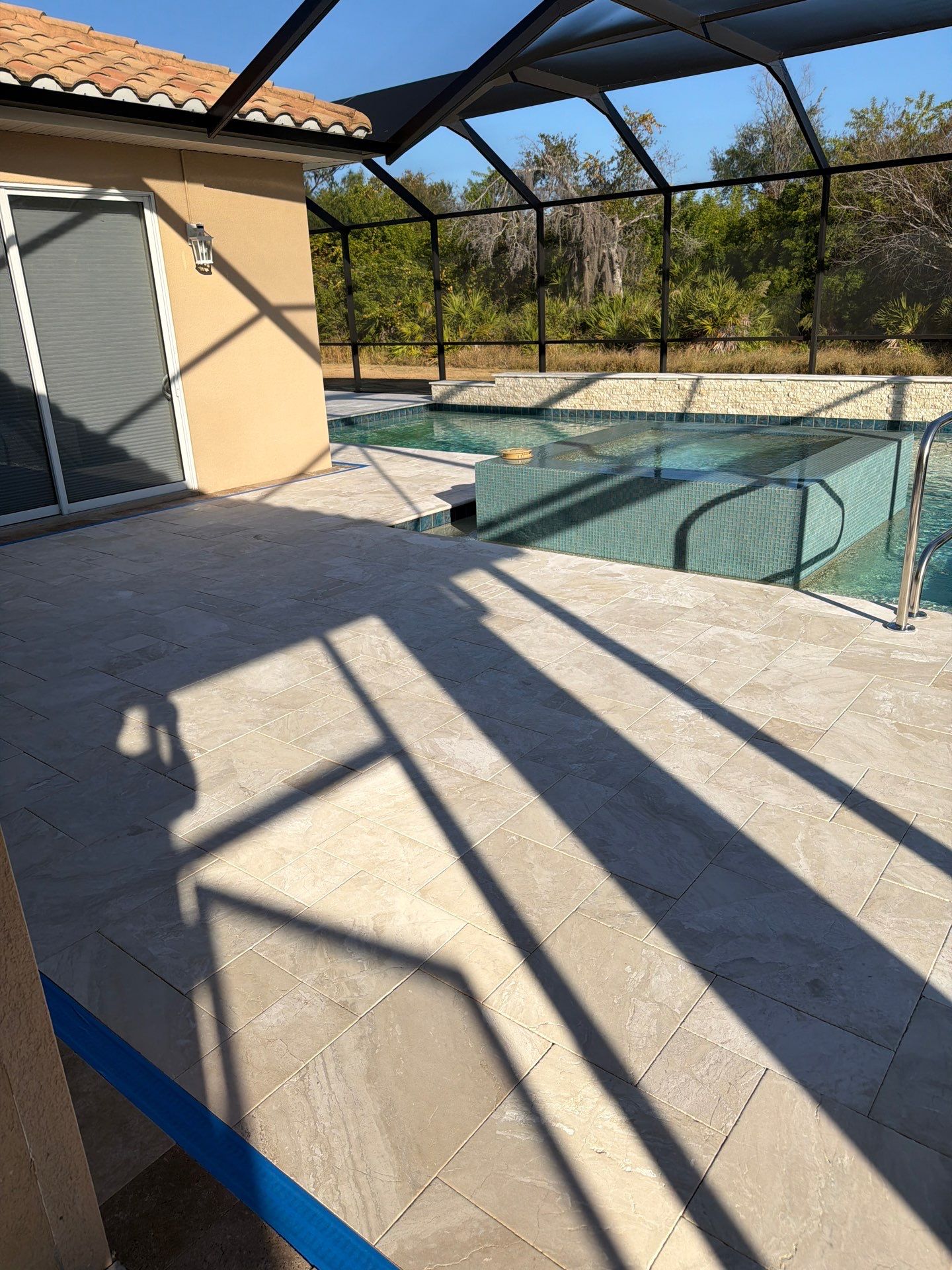 Travertine Paver Sealing Project in Sun City Center by Supreme Paver Experts
