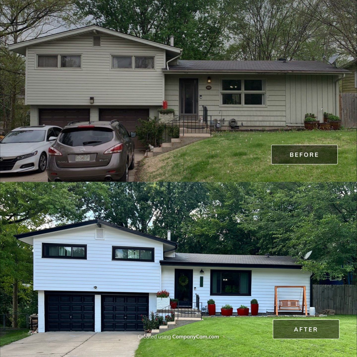 White Craneboard Siding and Heartland Window Installation in Parkville by EEC Windows, Siding & Roofing