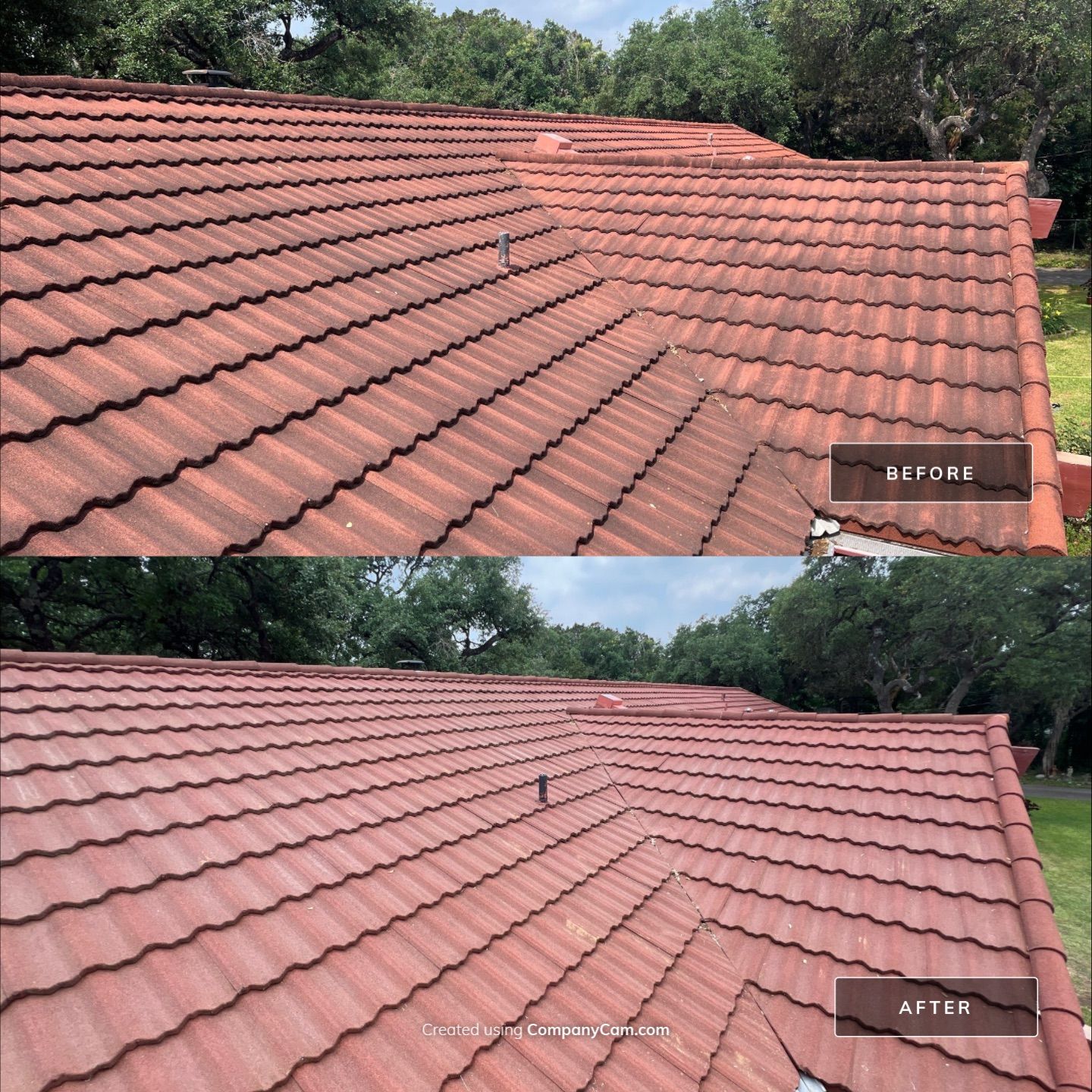 Metal / Tile Roof Wash Project in Boerne by Bright Choice
