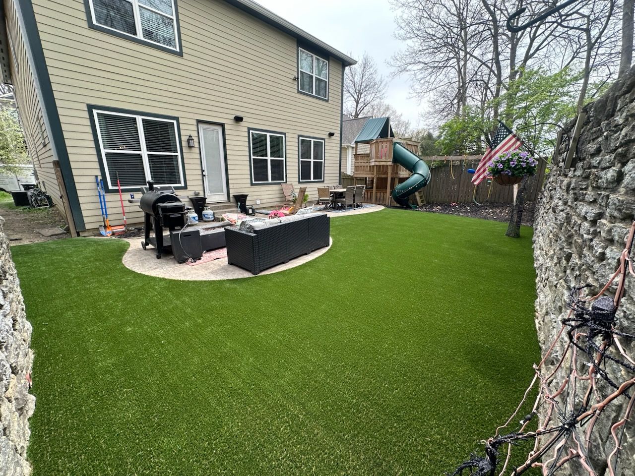 Cincinnati Artificial Turf Installation for Residential Padded Lawn by Southwest Greens Midwest