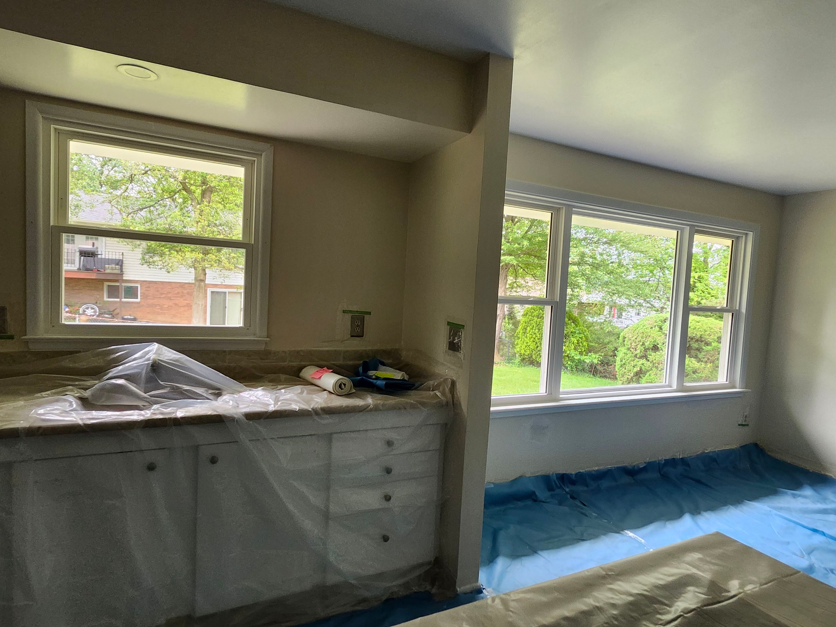 Bow window replacement with flat window by Window Depot of Annapolis