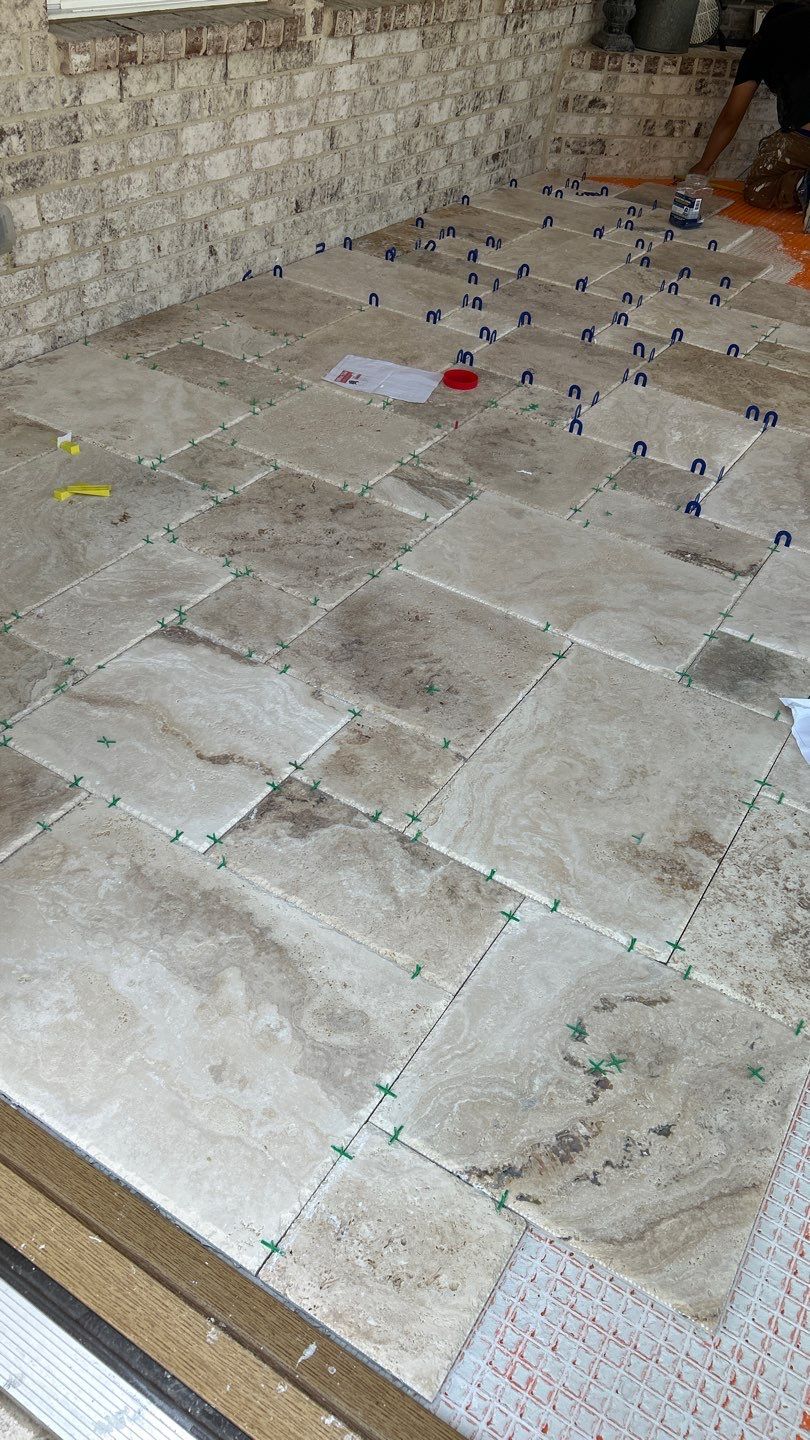 Travertine tile four season room by Footprints Floors of Nashville