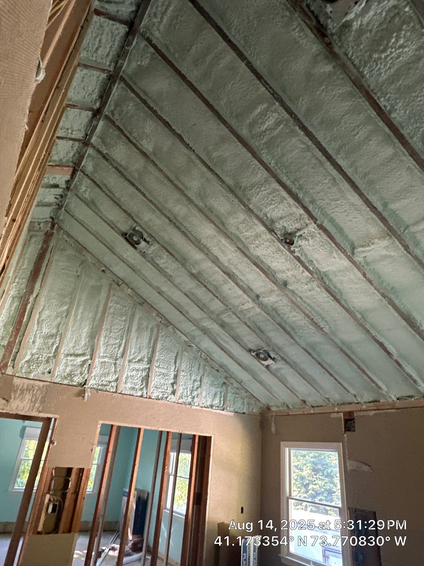 Cathedral Ceiling using Closed Cell Spray Foam by NYS Foam & Energy