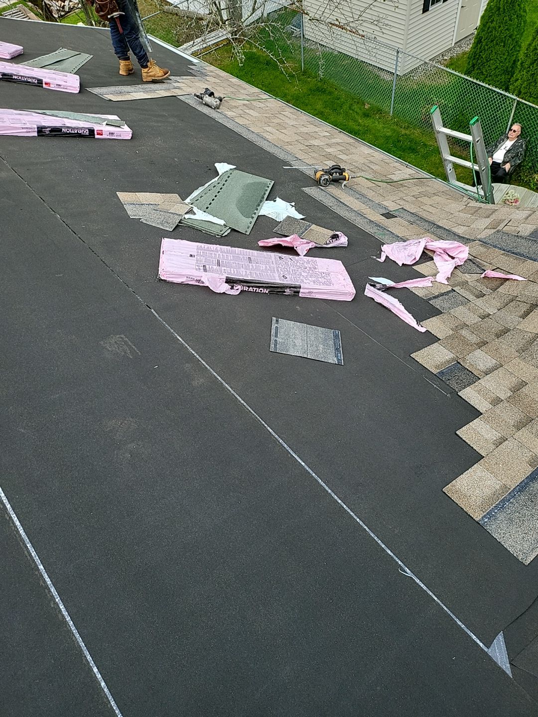 Residential Roofing Installation using Owens Corning TruDefinition Amber by A Plus Exterior