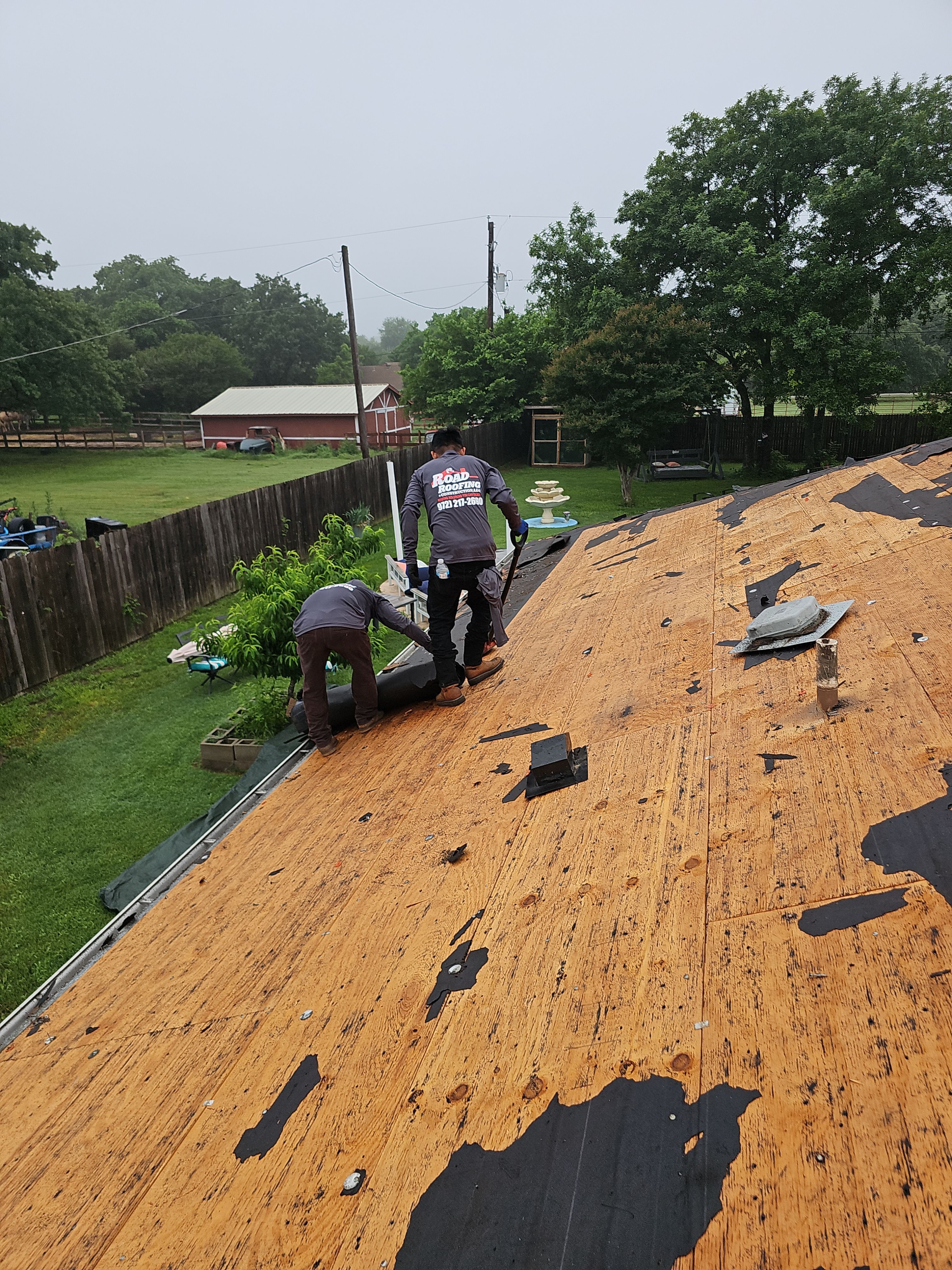 "Full Roof Replacement Due to Hail and Water Damage – Before & After" by road roofing llc