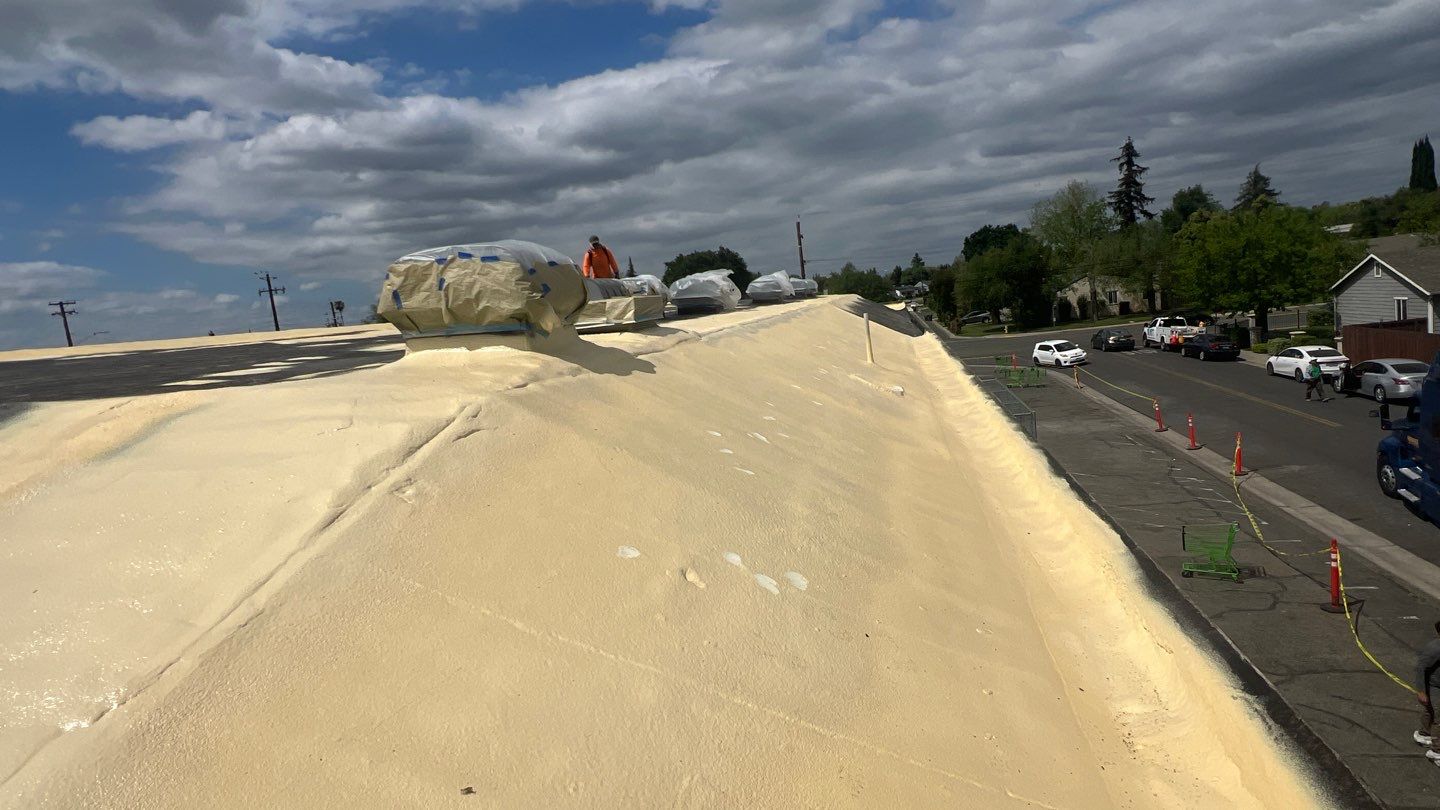 Foam Refurbish using Conklin Benchmark/PUMA XL coatings and spray foam by Straight Edge Roofing Inc