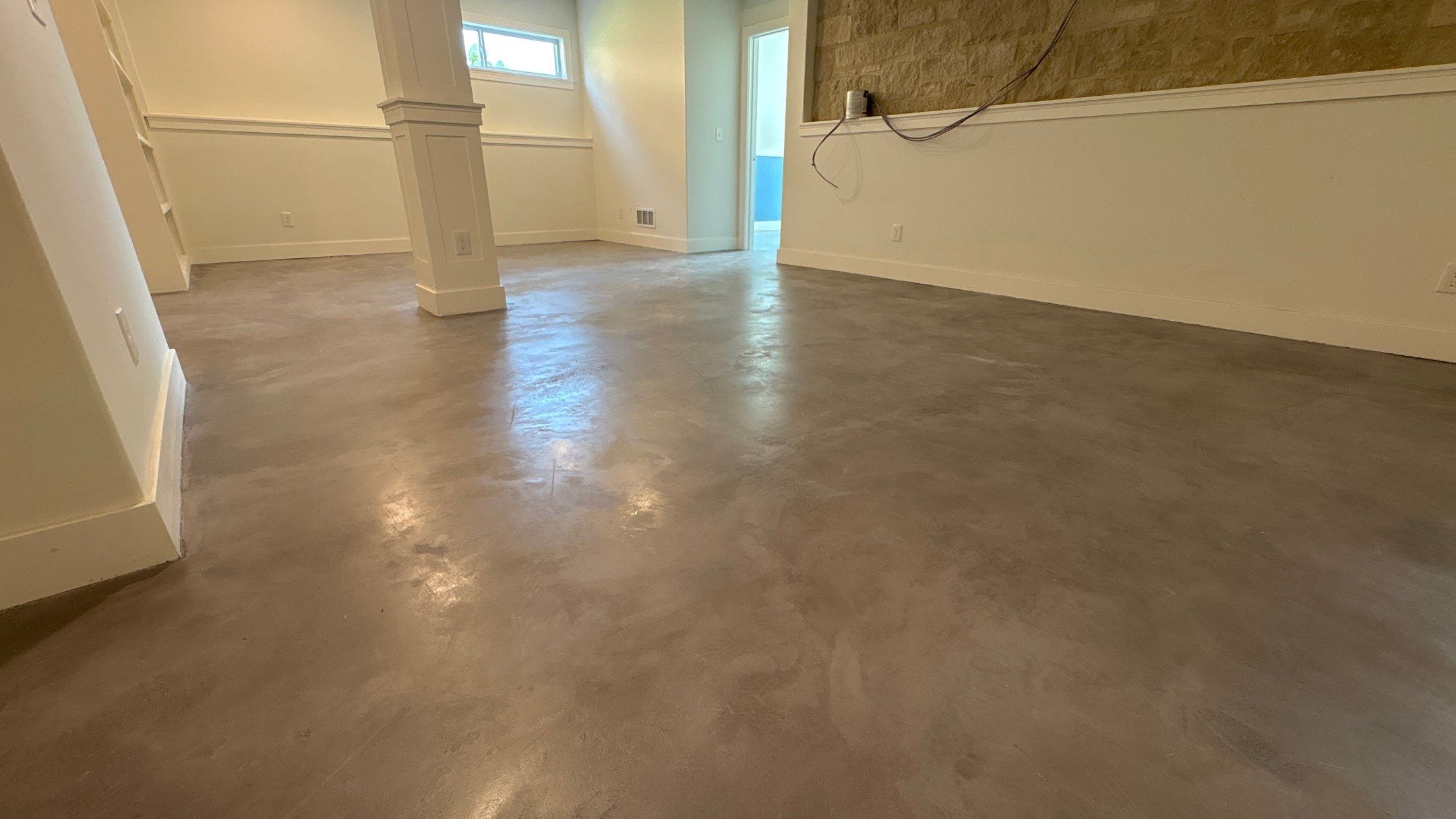 Basement Floor Overlay - Lawrence, KS by Big Red Decorative Concrete, LLC