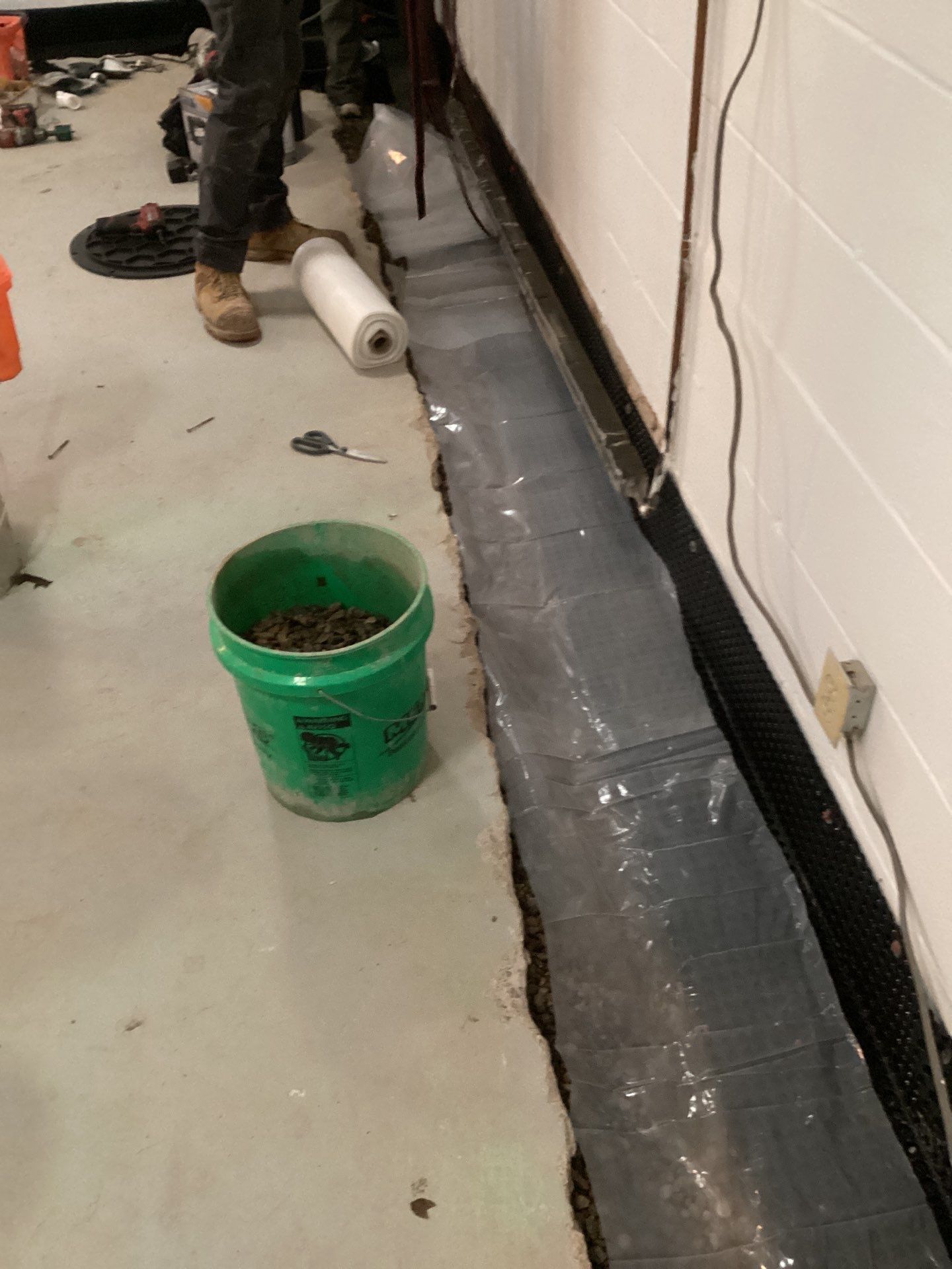 Drain tile in Woodbury by Waterproofing Northeast