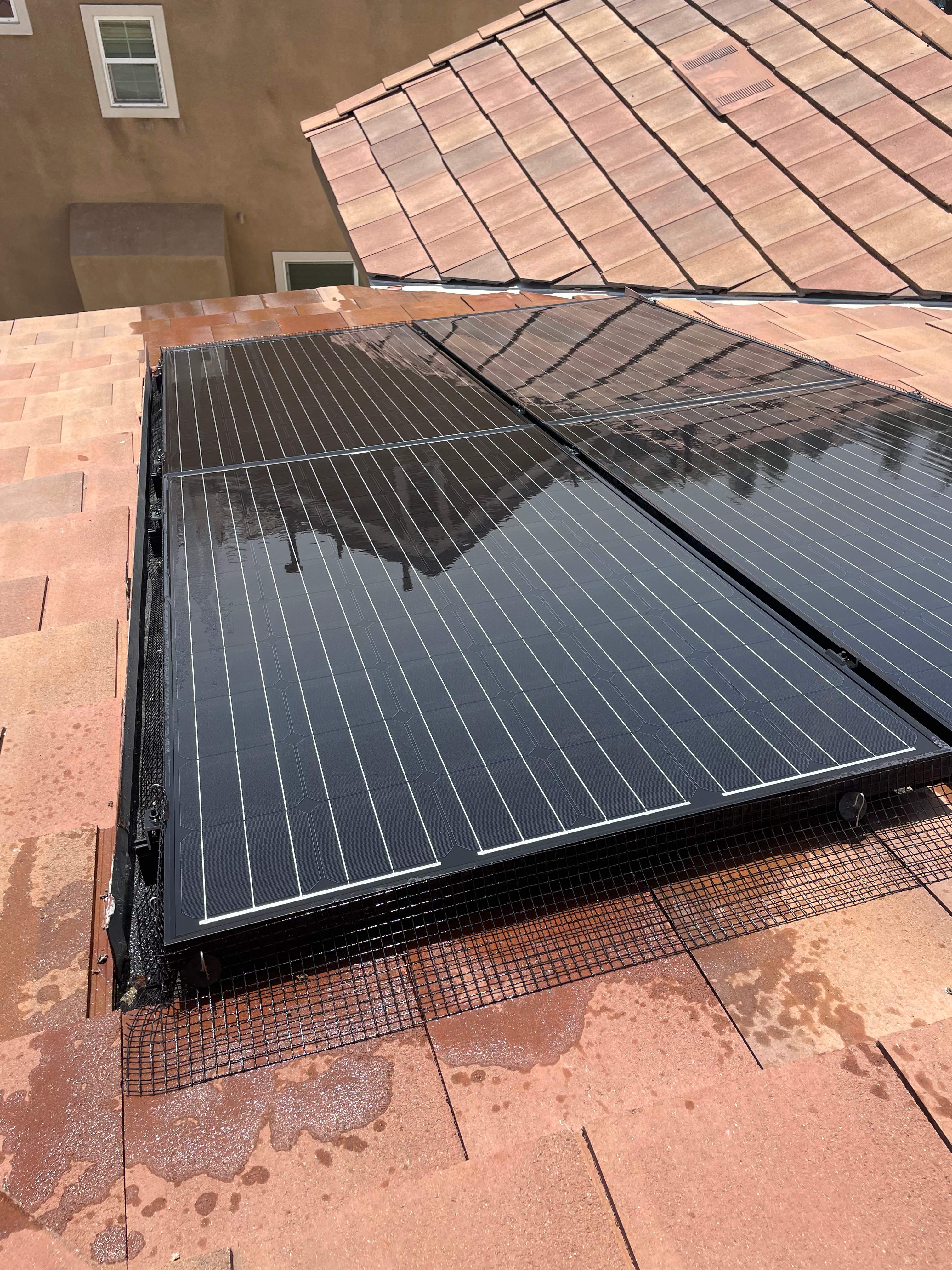Completed Solar Panel Bird Proofing Project in San Bernardino Ca by Palm Coast Solar Cleaning