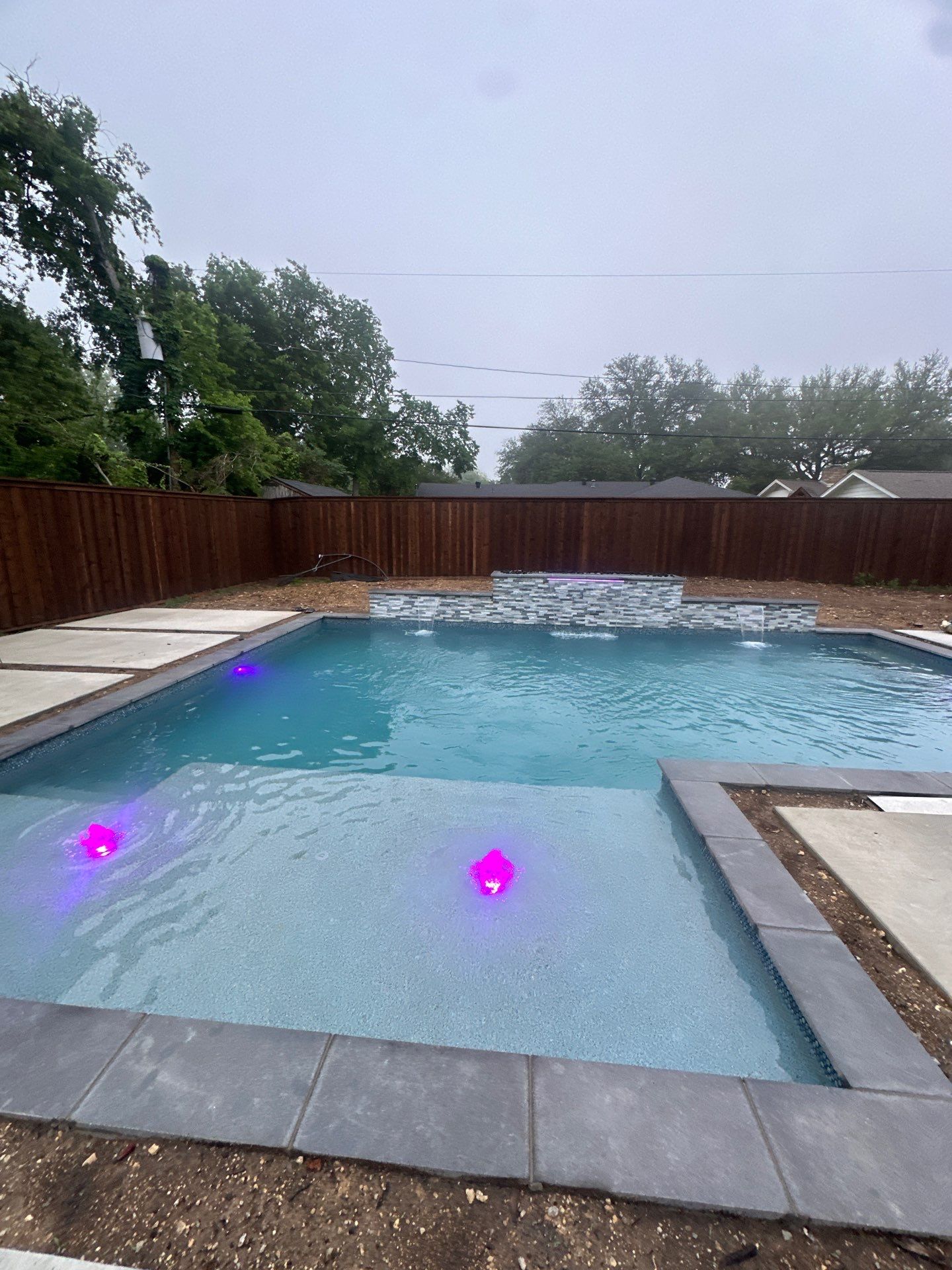 Modern Geometric Pool with Sheer Descent Water Feature by Pinnacle Pools and Spas - DFW