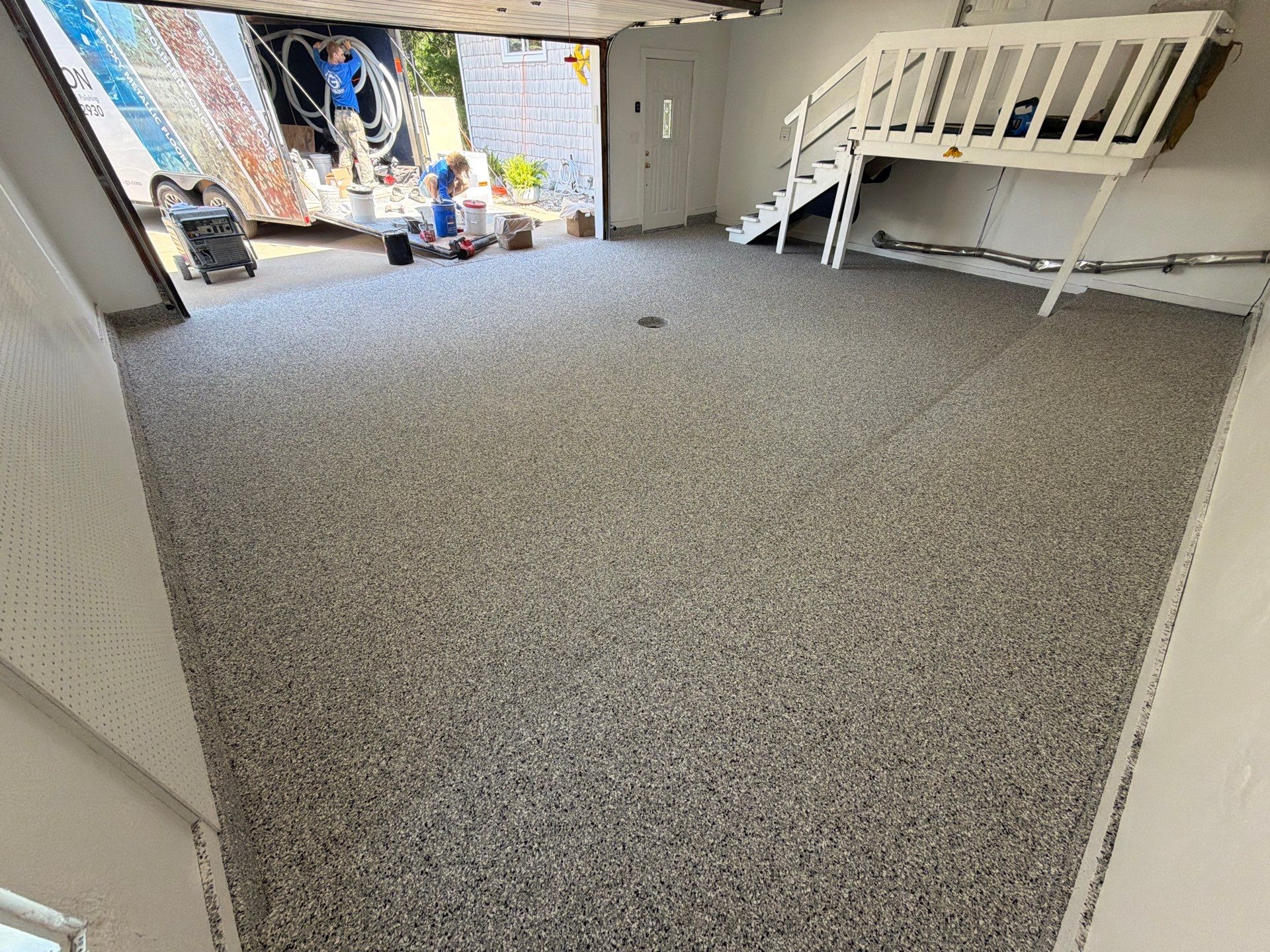 Custom Gray Speckled Epoxy Flake Garage Floor in Muskegon by Gordon Painting