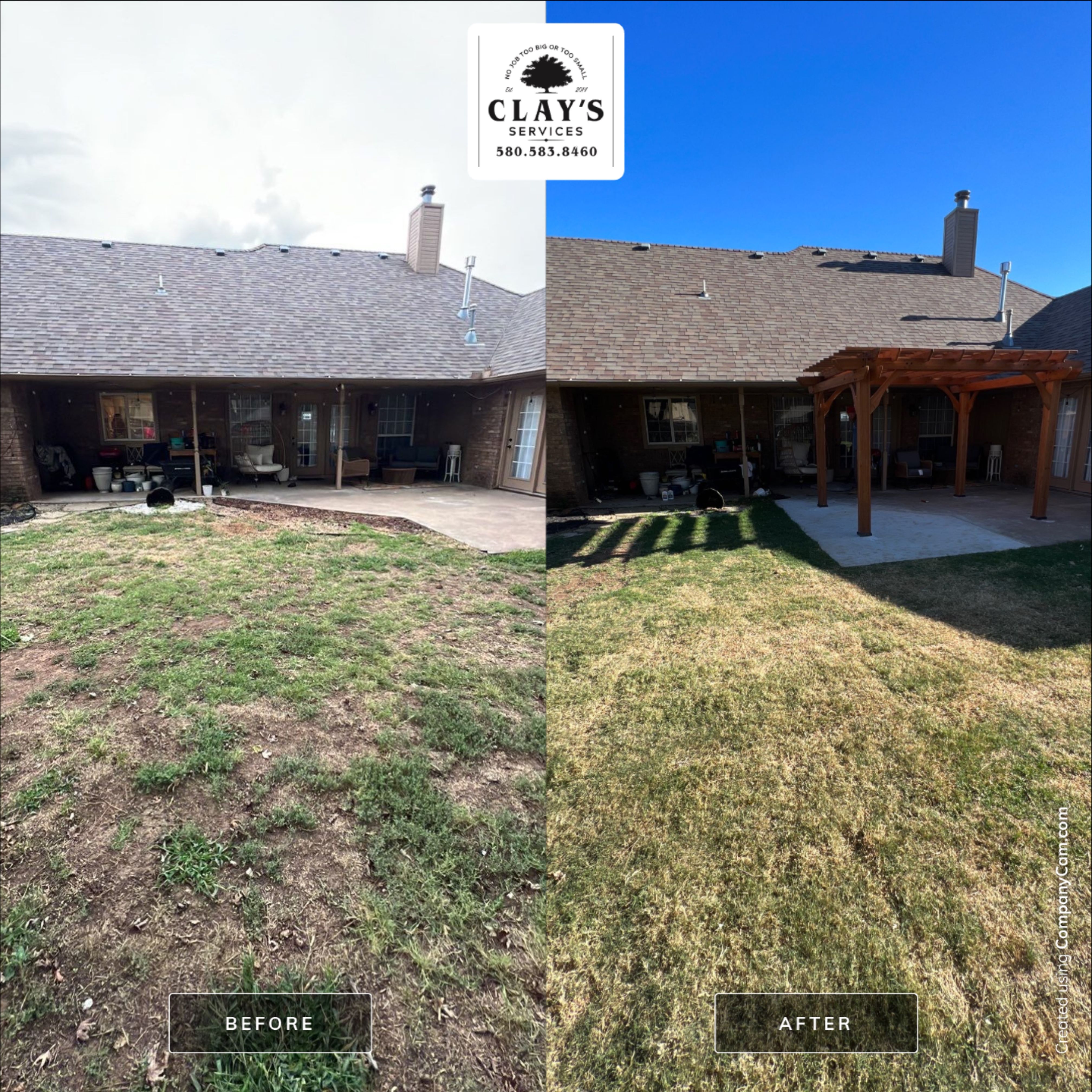 Tree removal , Concrete, Pergola, and sod install  by Clays Services Inc