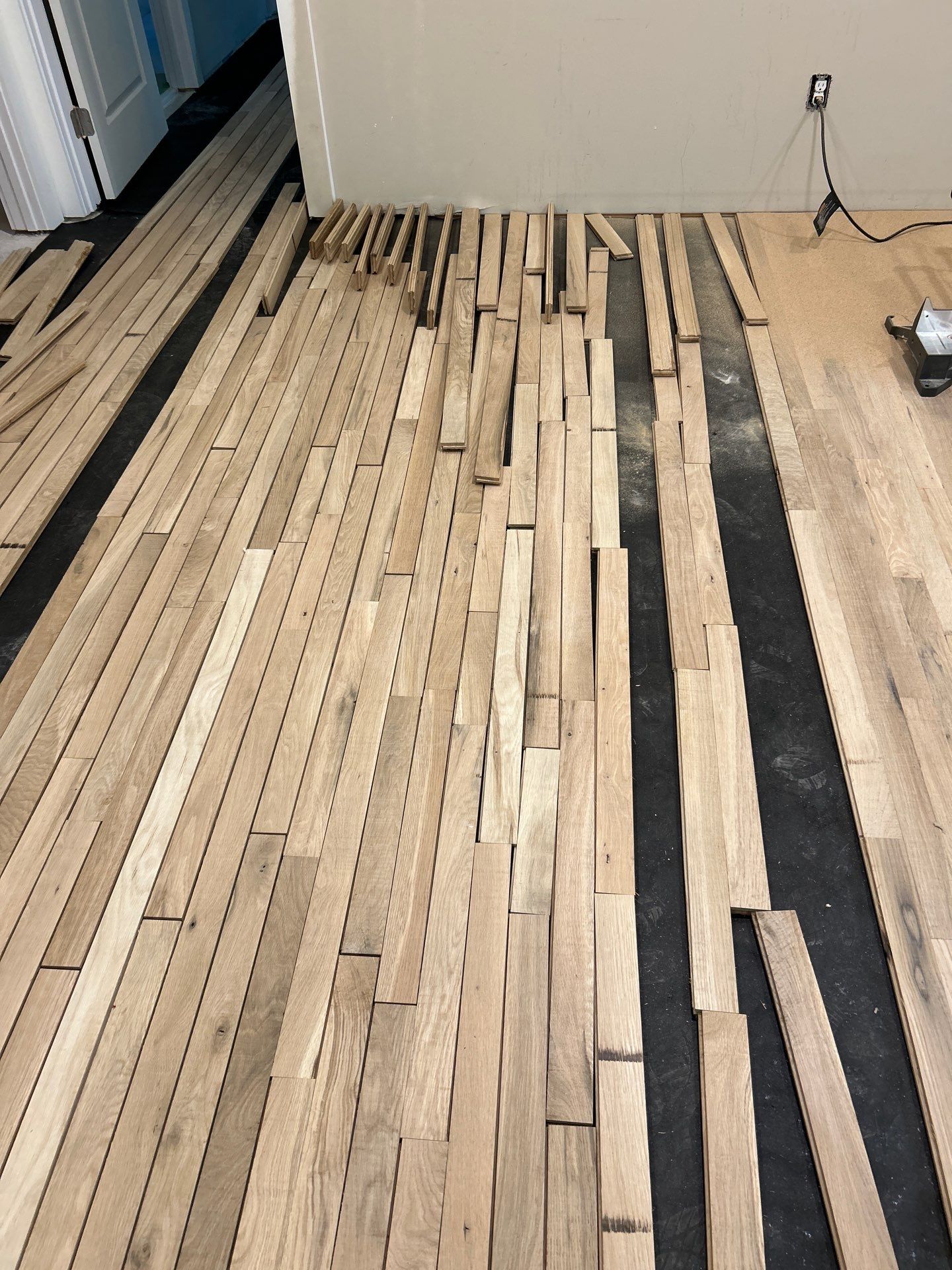 Remodel with existing and new white oak by Footprints Floors of East Atlanta