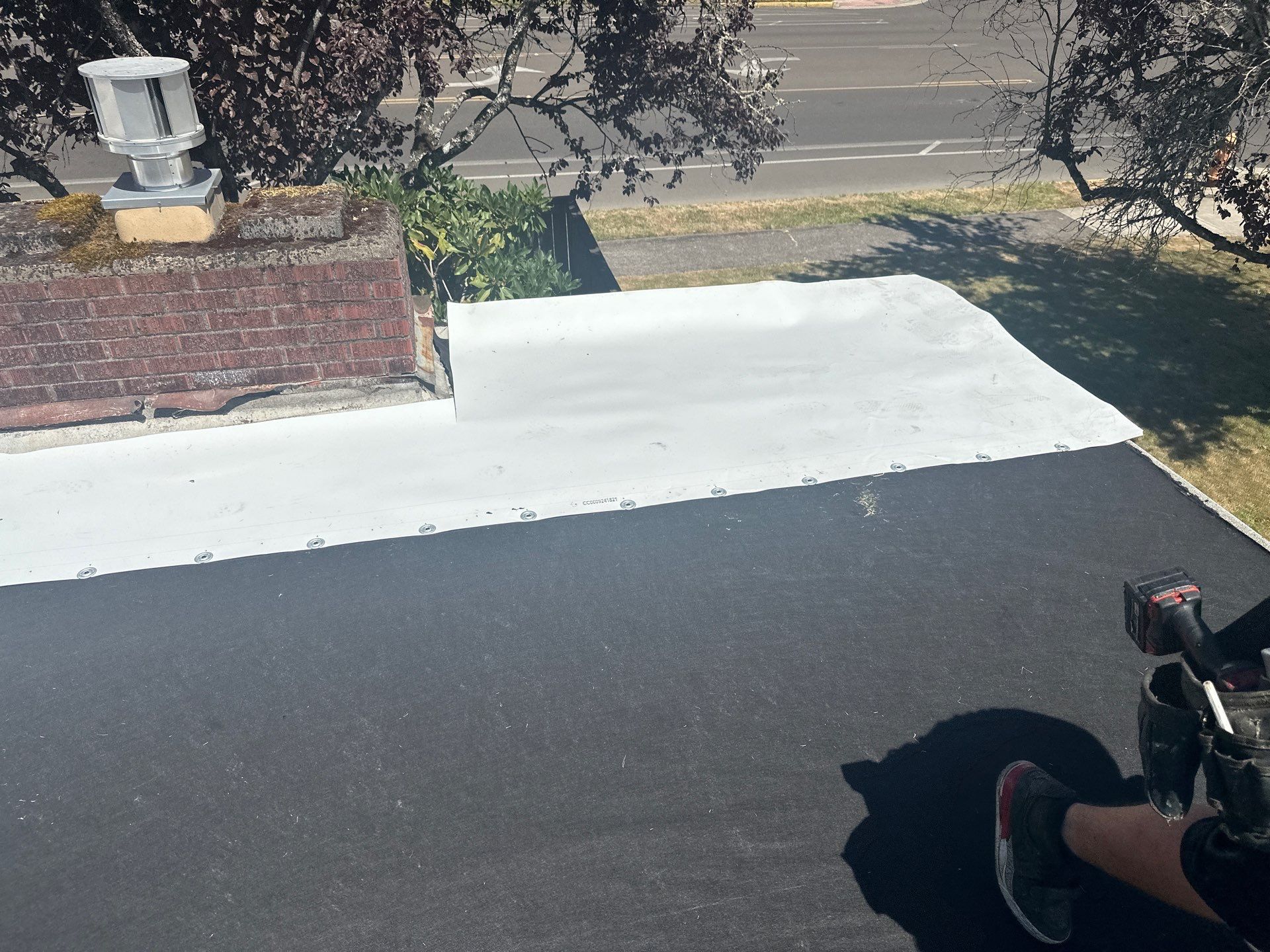 Residential Flat Roof Installation using GAF 60Mil TPO  by Orezona Building & Roofing Company, Inc.