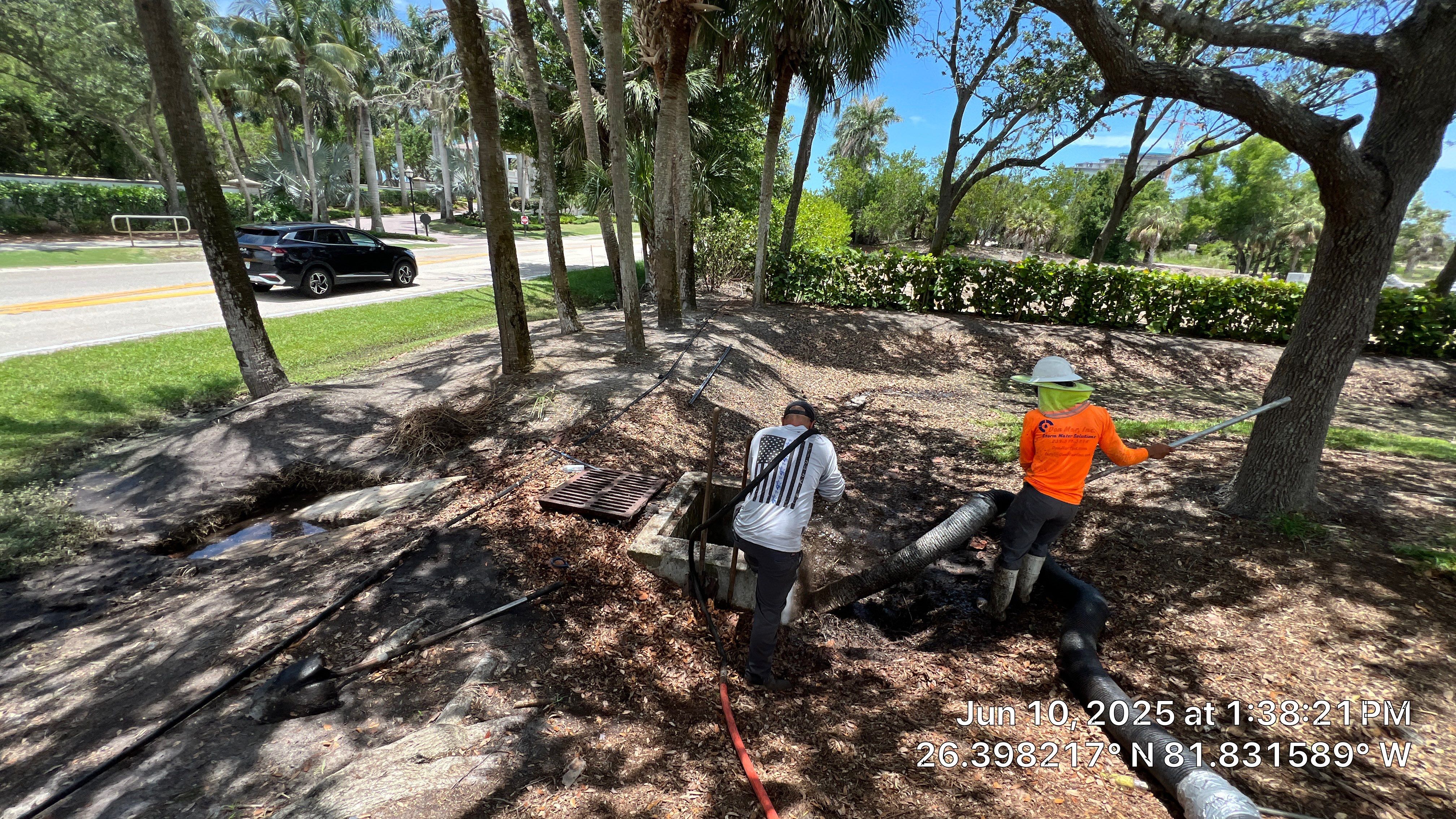 Pelican Landing Beach Parking Lot Stormwater System Maintenance by Don Mar, Inc. Storm Water Solutions
