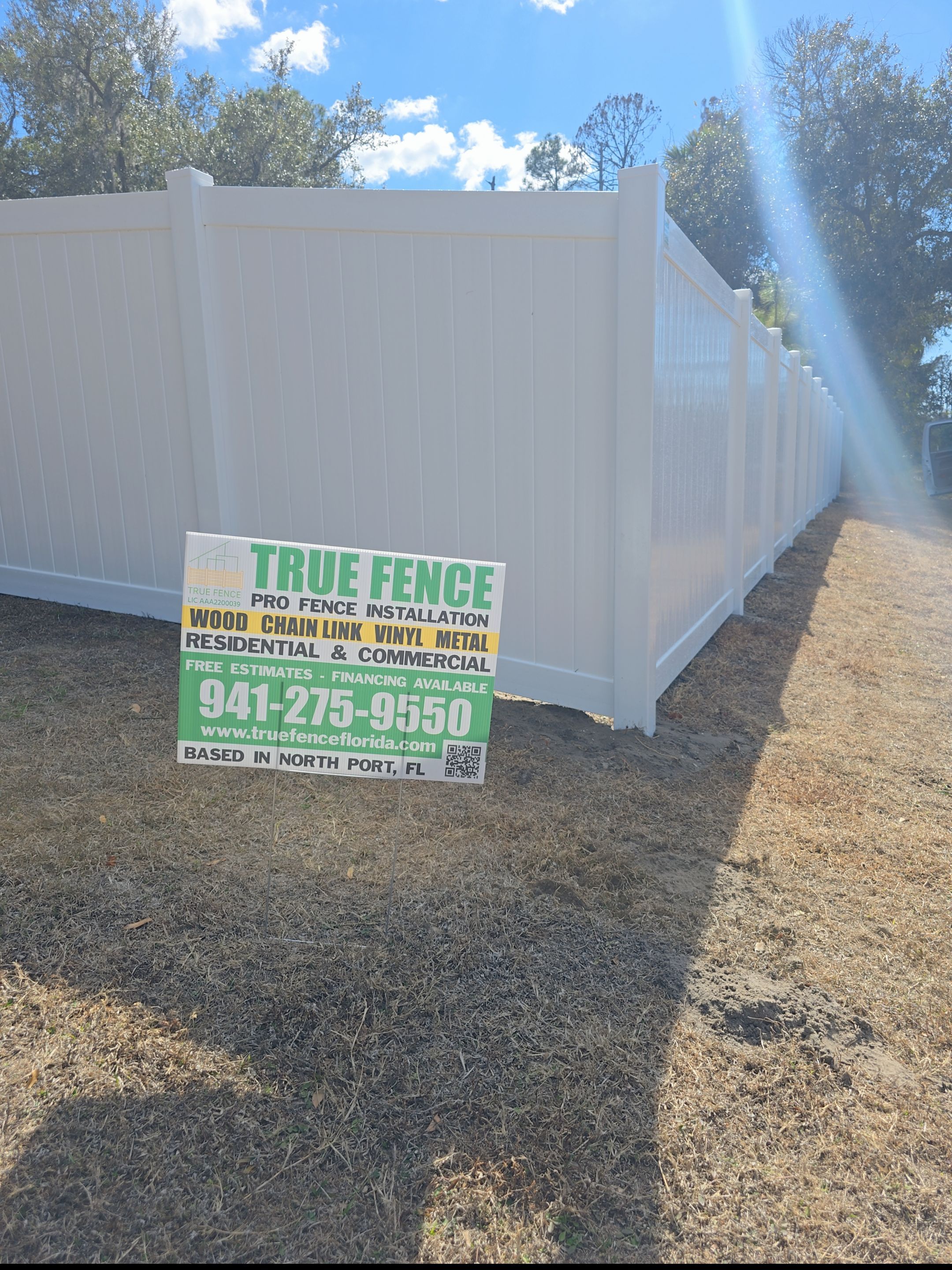 Vinyl Fence with Post Inserts in North Port by True Fence LLC