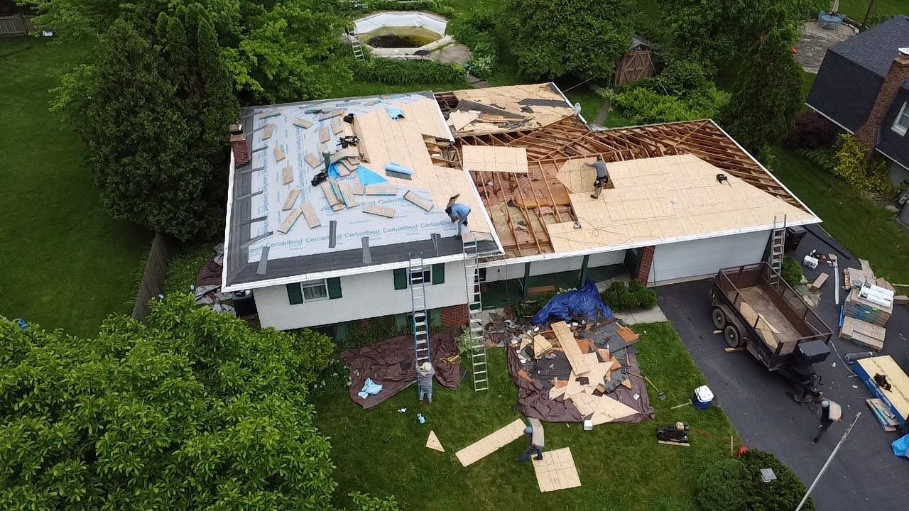 New Roof Installation using new OSB sheathing Certainteed Landmark Shingles by Best Exteriors Inc