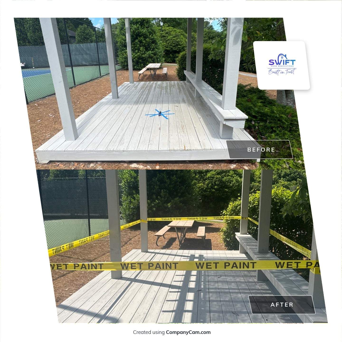 Exterior Deck and Pavilion Painting for Wexford Tennis Club in Roswell by Swift Home Renovations