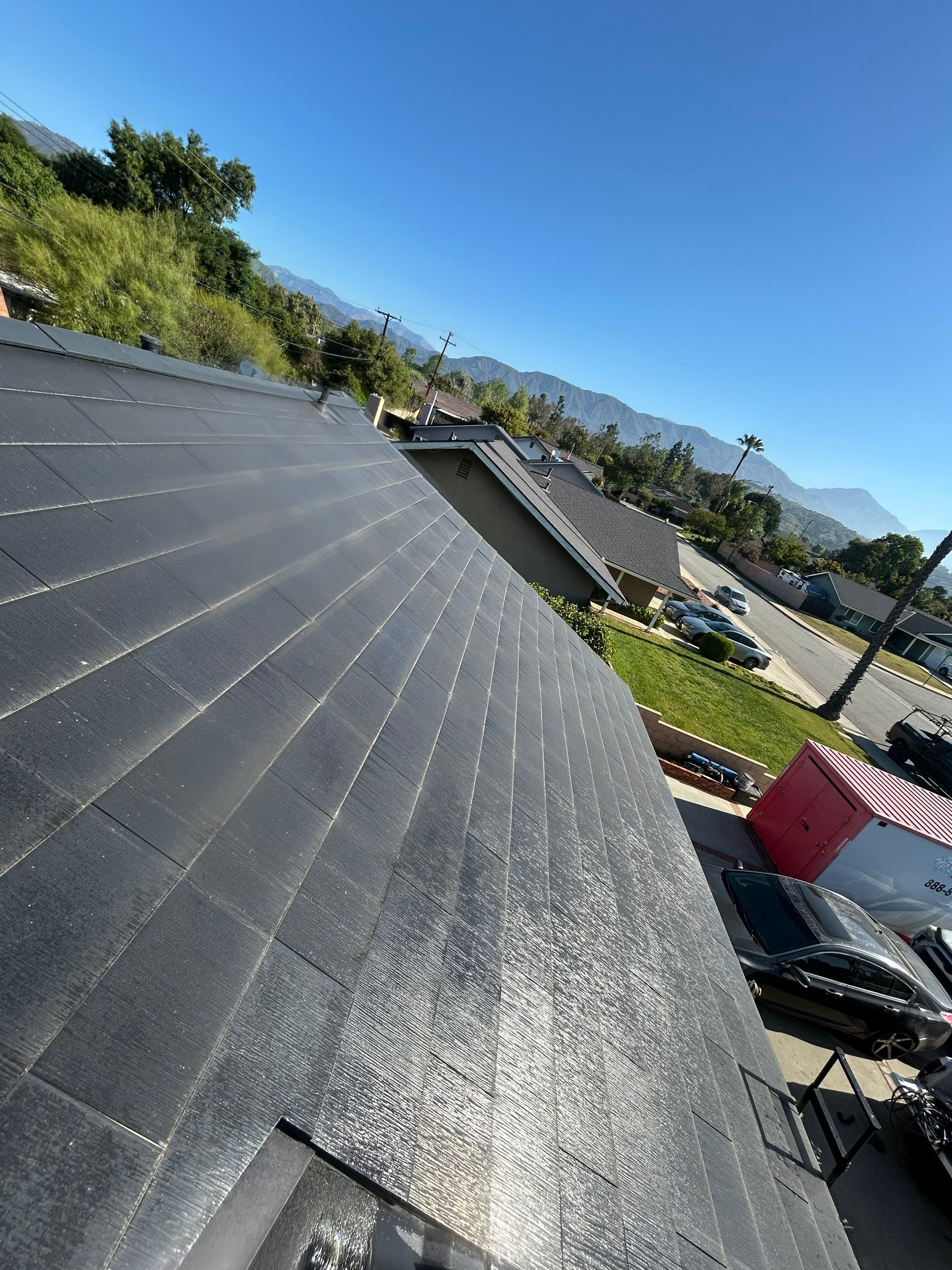 Tesla Roof Cleaning in La Verne Ca by Palm Coast Solar Cleaning