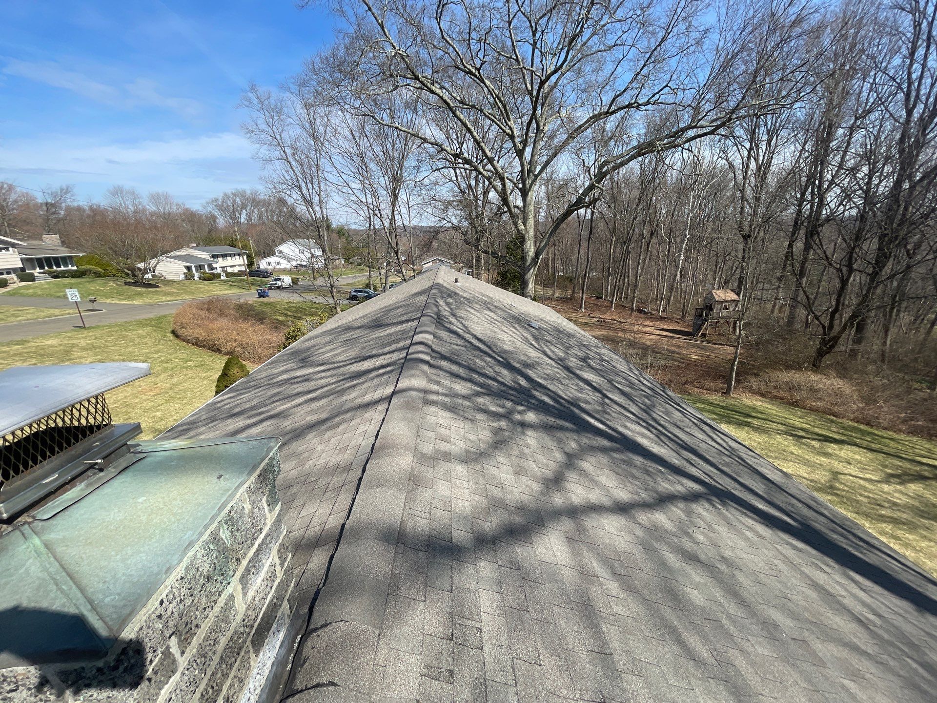 Asphalt Shingle Roof Replacement and Copper Chimney Flashing in Trumbull by A Plus Exterior
