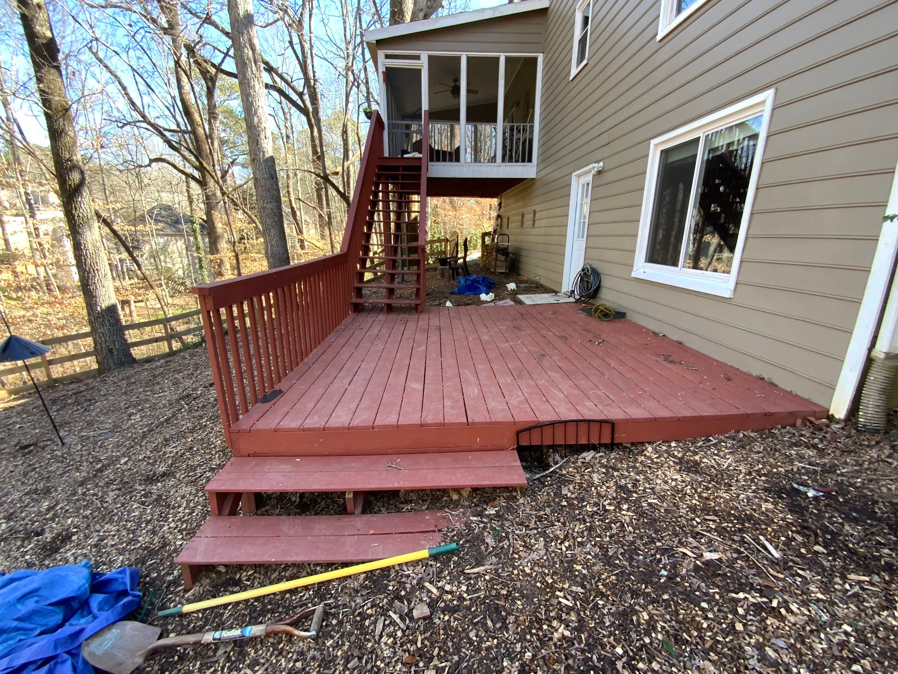 Pressure-Treated Wood Deck and Staircase Installation in Kennesaw by Swift Home Renovations 