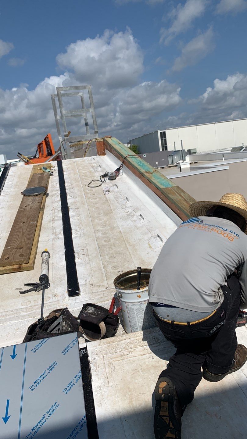 Commercial Flat Roof Installation With TPO Membrane In Kendall by AJF ROOFING INC