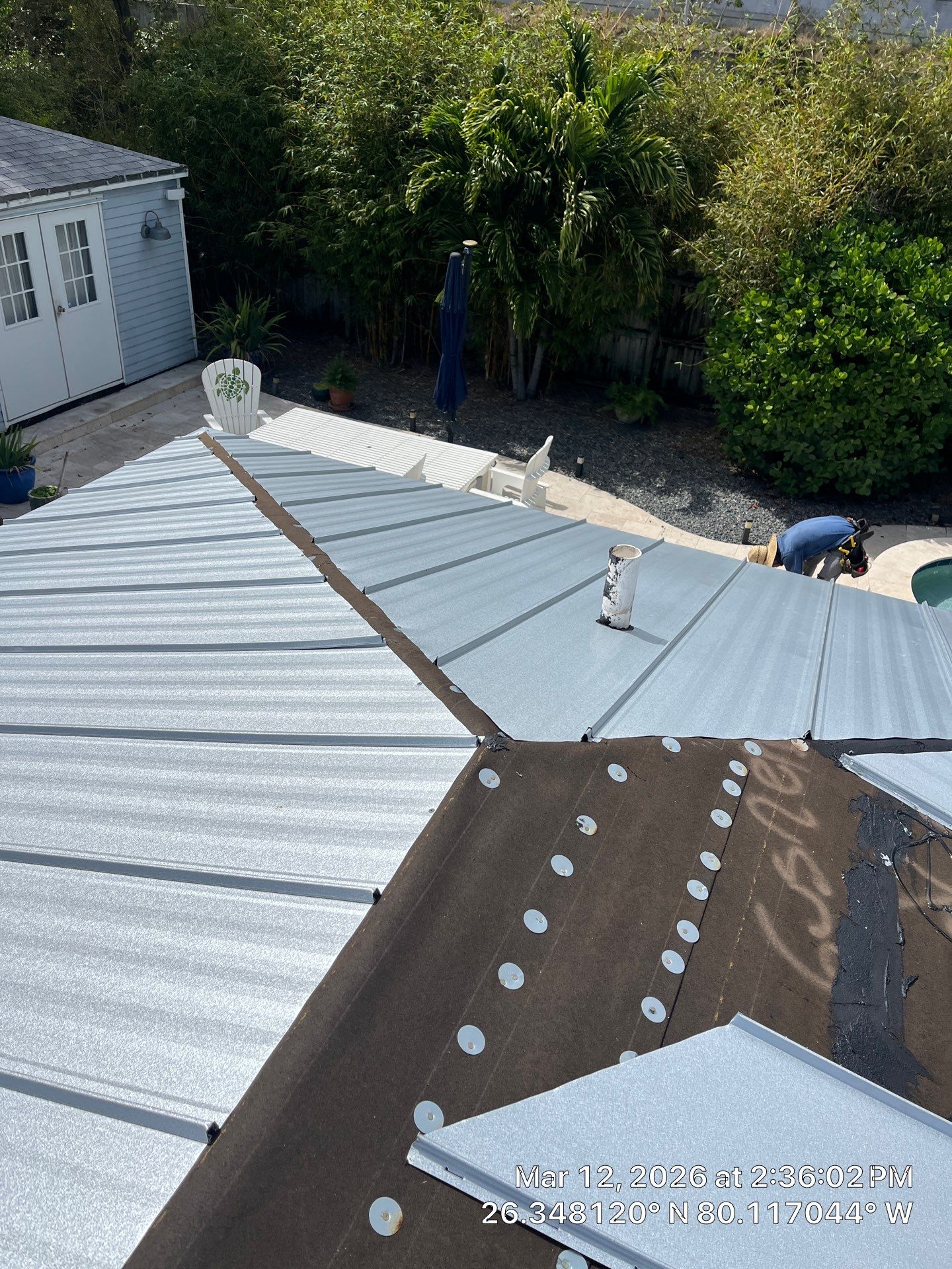 Residential Roofing Installation using 1" Nail strip metal roof by BLUES BROTHERS CONSTRUCTION CORP